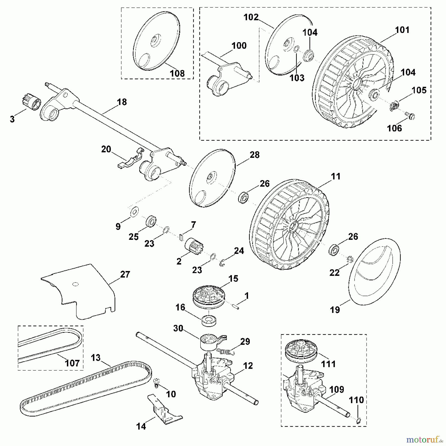 Viking Rasenmäher Benzinrasenmäher MB 655.0 V, MB 655.0 VM E - Hinterachse, Getriebe