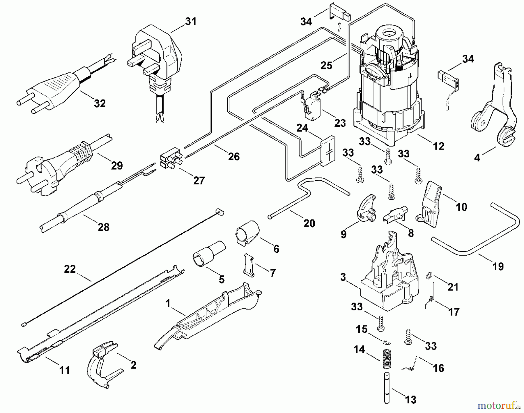 Viking Handgeführte Elektrogeräte Heckenscheren Elektro HE 810 C - Elektromotor, Schaltsystem