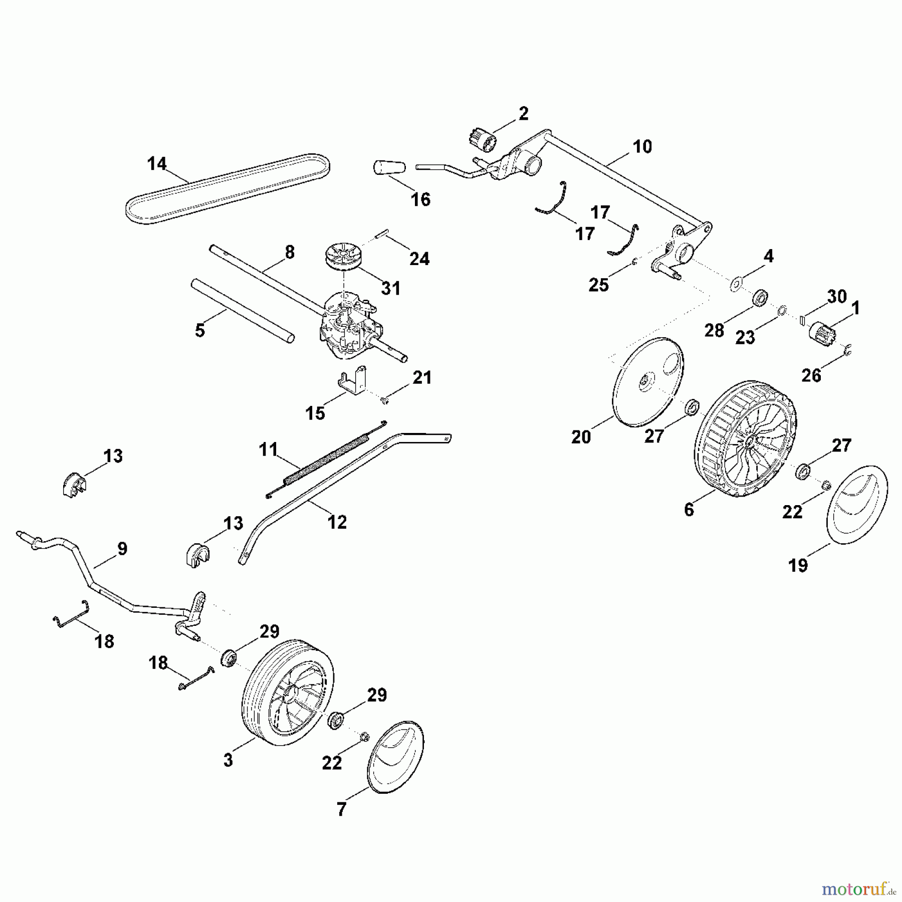 Viking Rasenmäher Benzinrasenmäher MB 253.0 T C - Fahrwerk, Getriebe