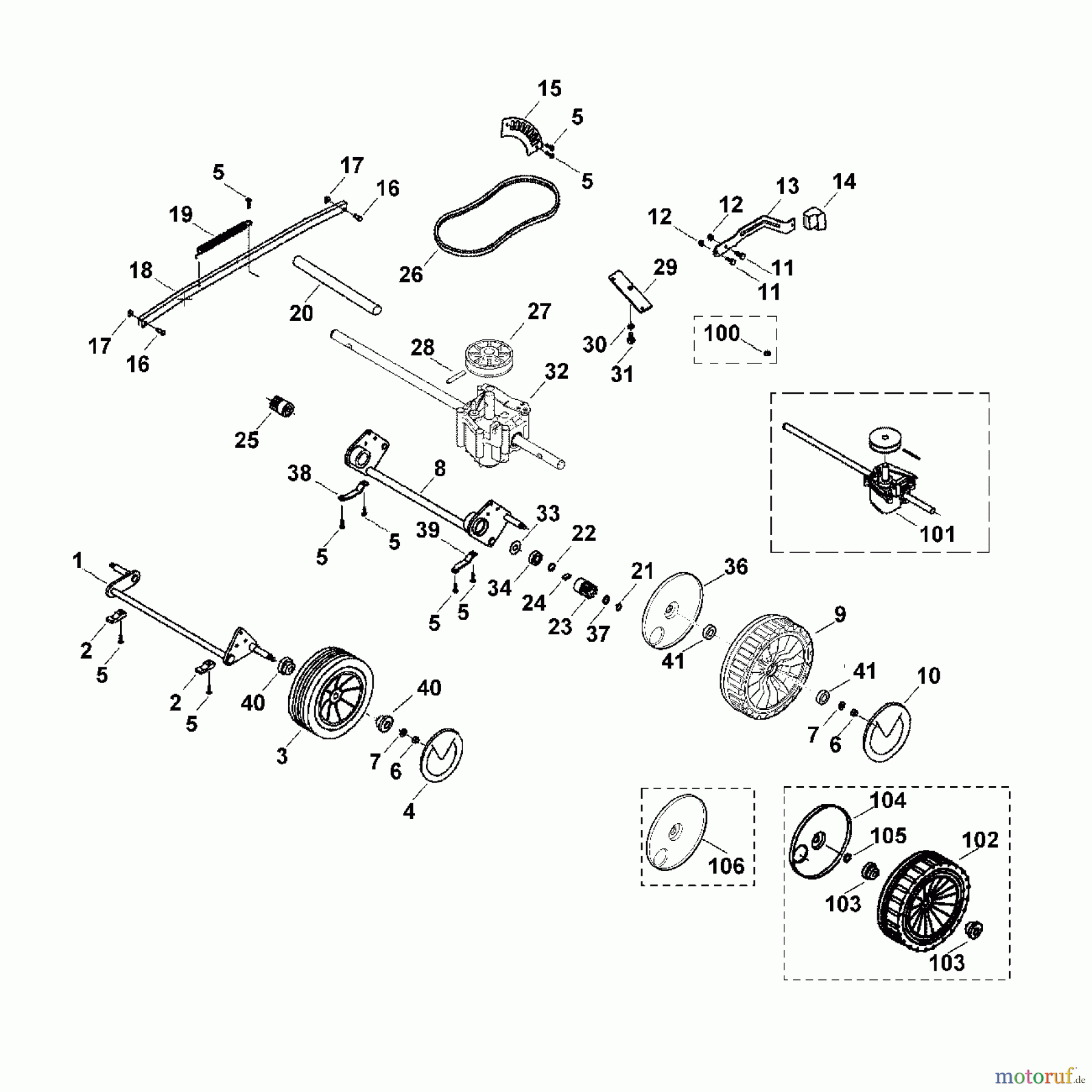 Viking Rasenmäher Benzinrasenmäher MB 455 BC C - Fahrwerk