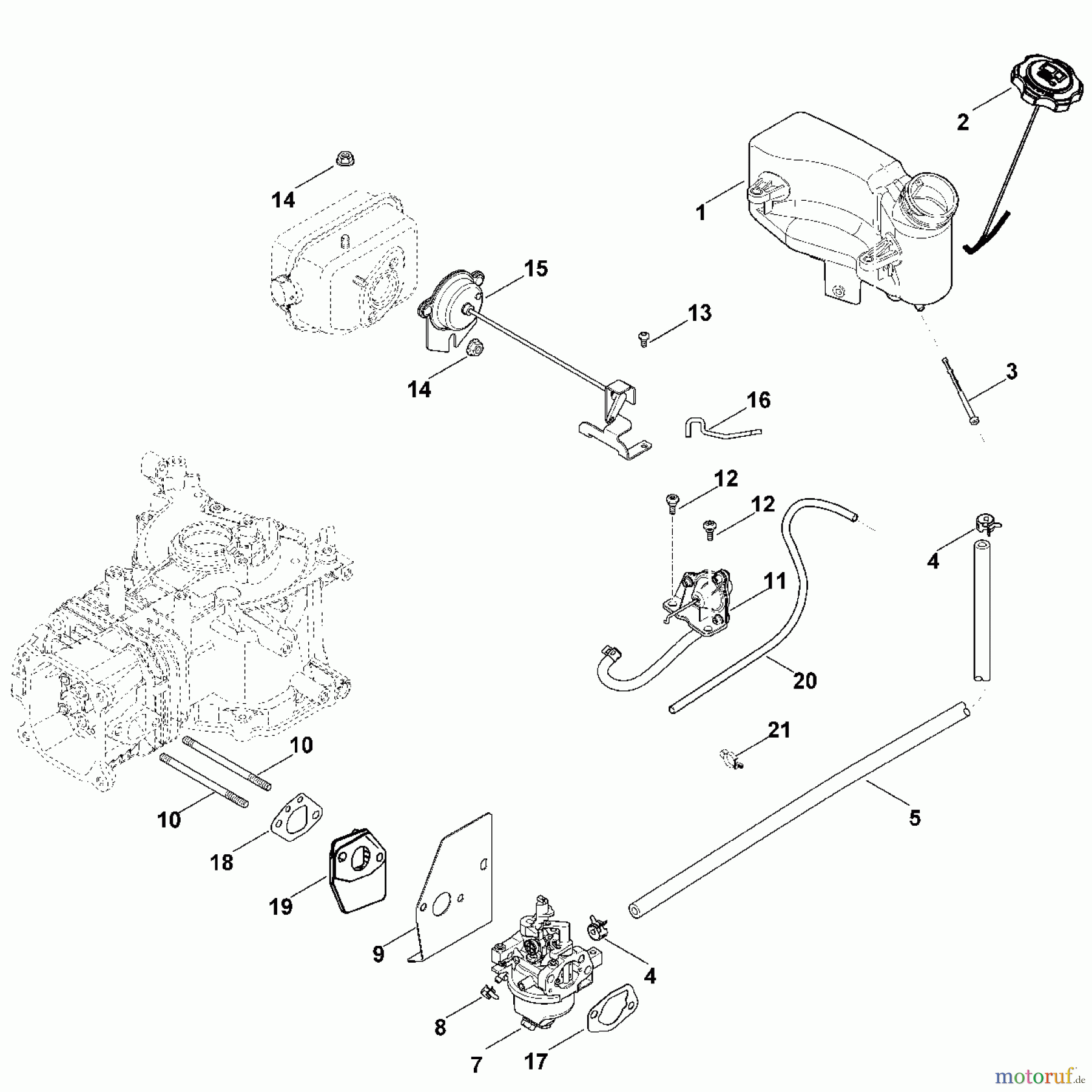 Viking Motoren KOHLER XT - 800 (XT800 - 2053) G - Vergaser, Kraftstoffleitung