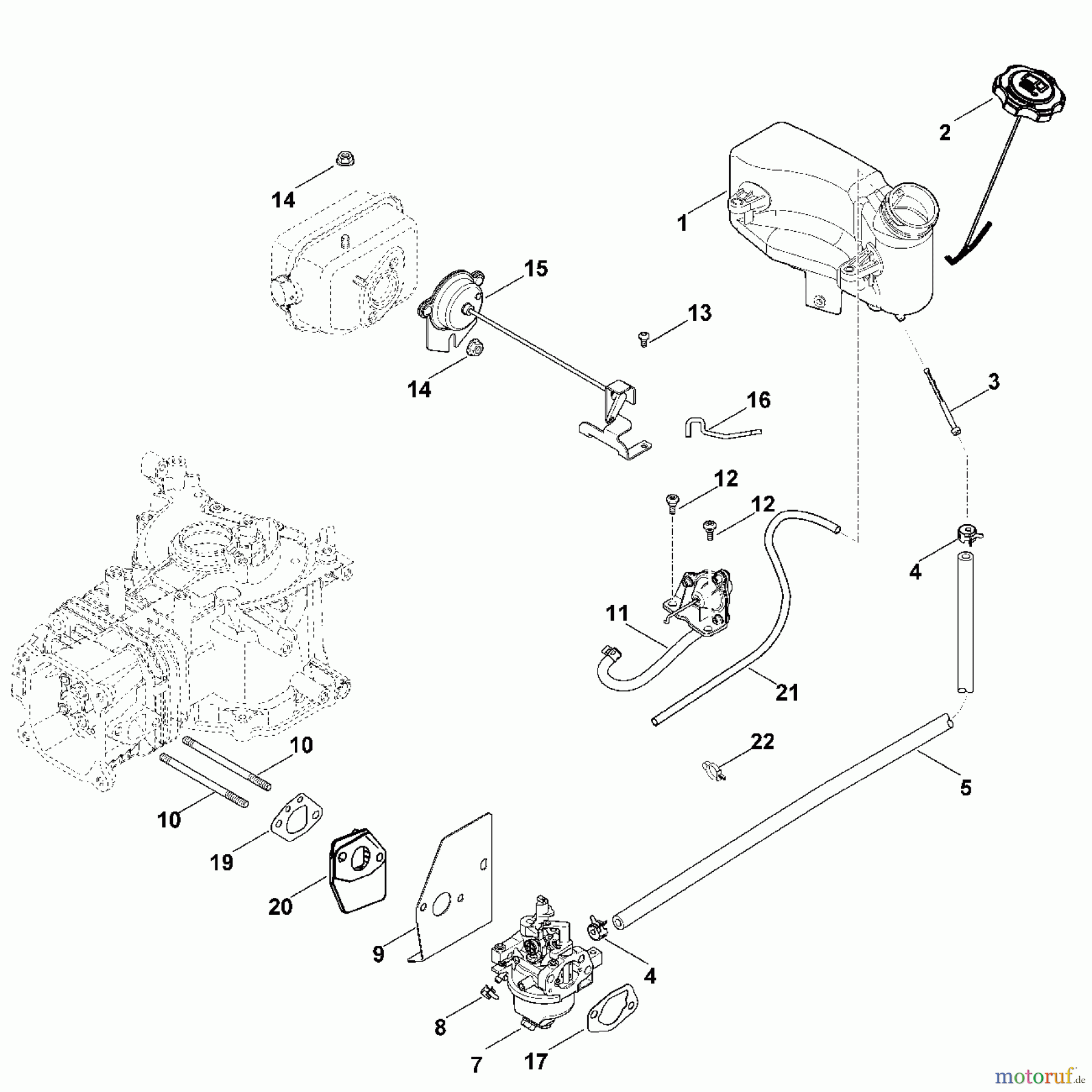 Viking Motoren KOHLER XT - 800 (XT800 - 2052) G - Vergaser, Kraftstoffleitung