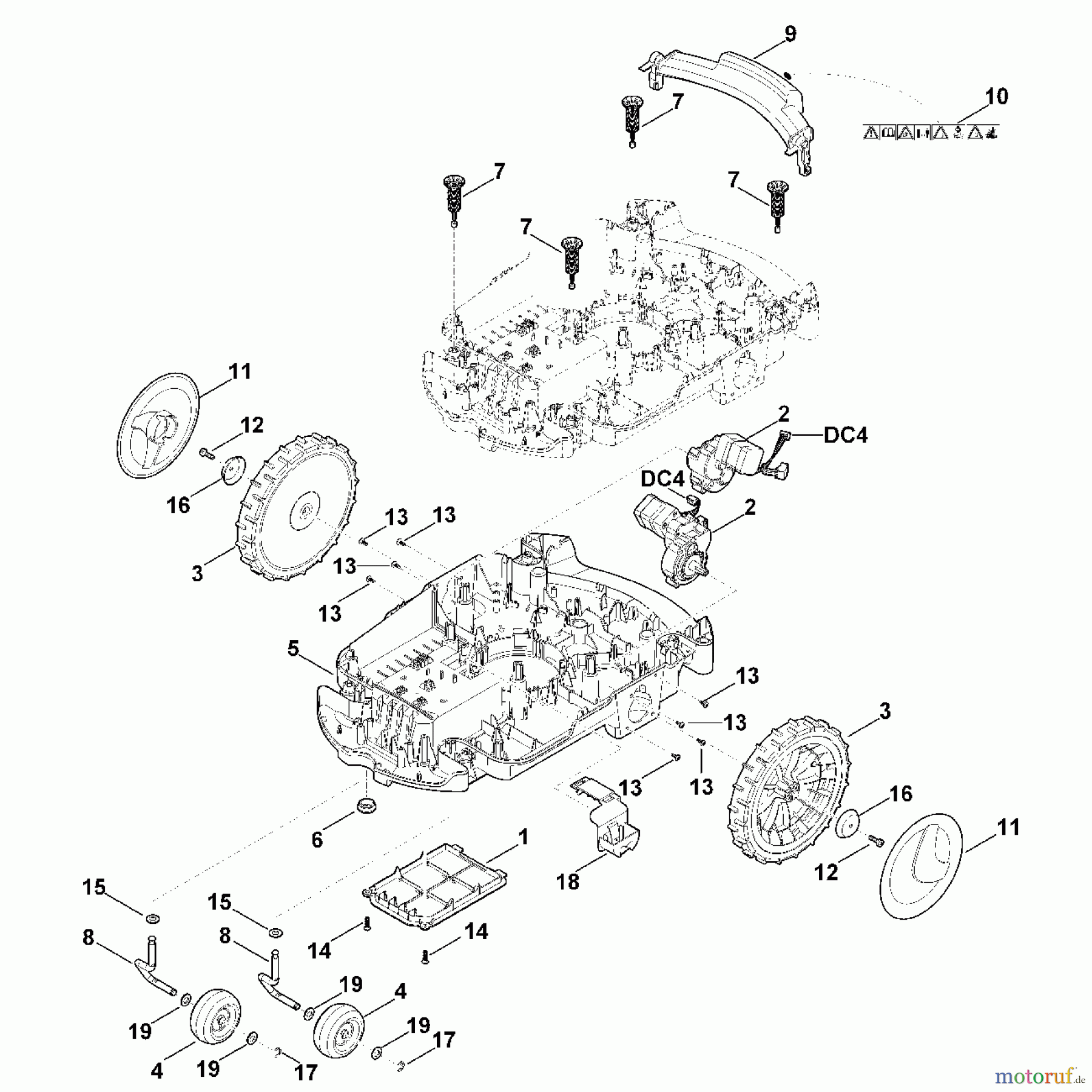 Viking Rasenmäher Akkurasenmäher MI 632.0 P C - Gehäuseunterteil, Fahrwerk