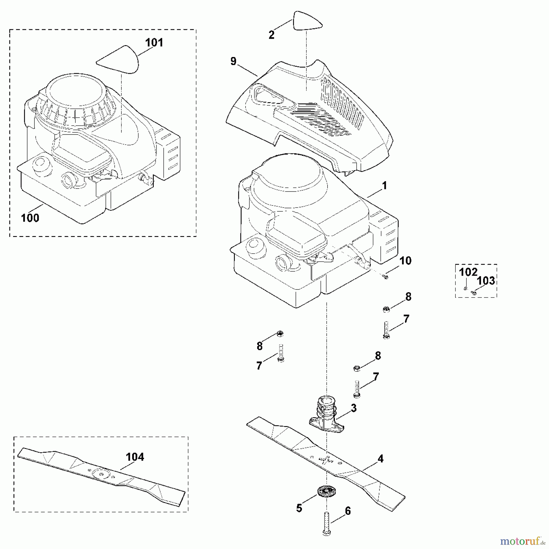 Viking Rasenmäher Benzinrasenmäher MB 2.1 R C - Motor, Messer