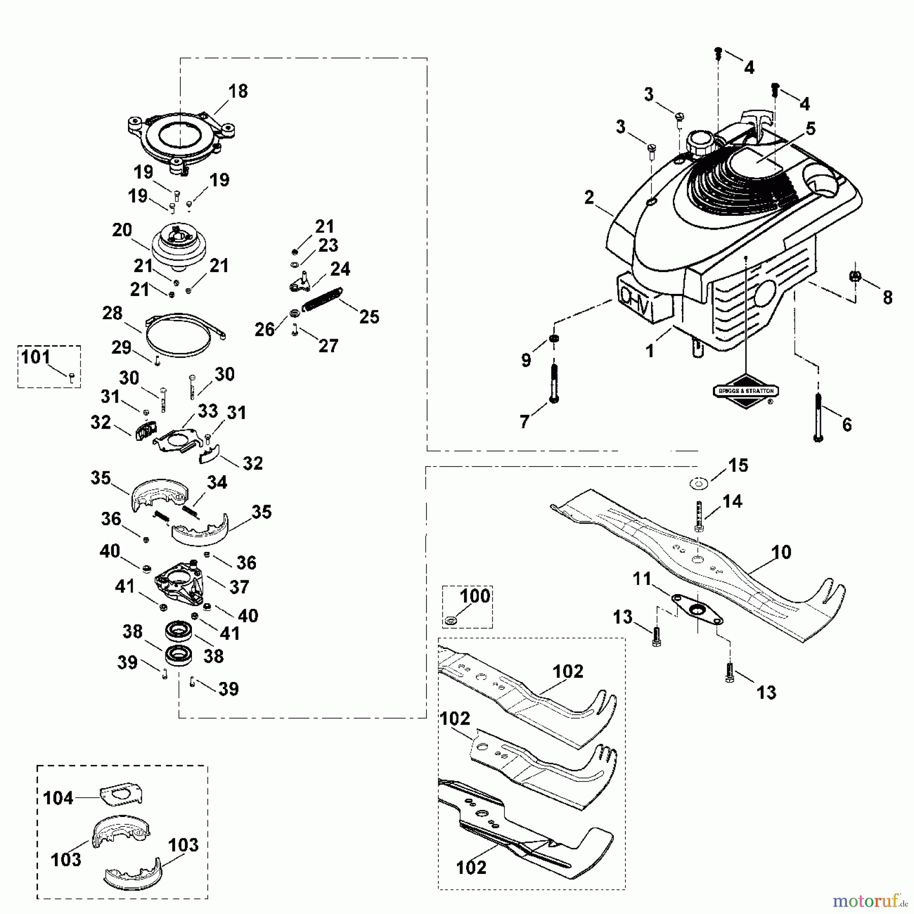 Viking Rasenmäher Benzinrasenmäher MB 505 BS E - Motor, Messer