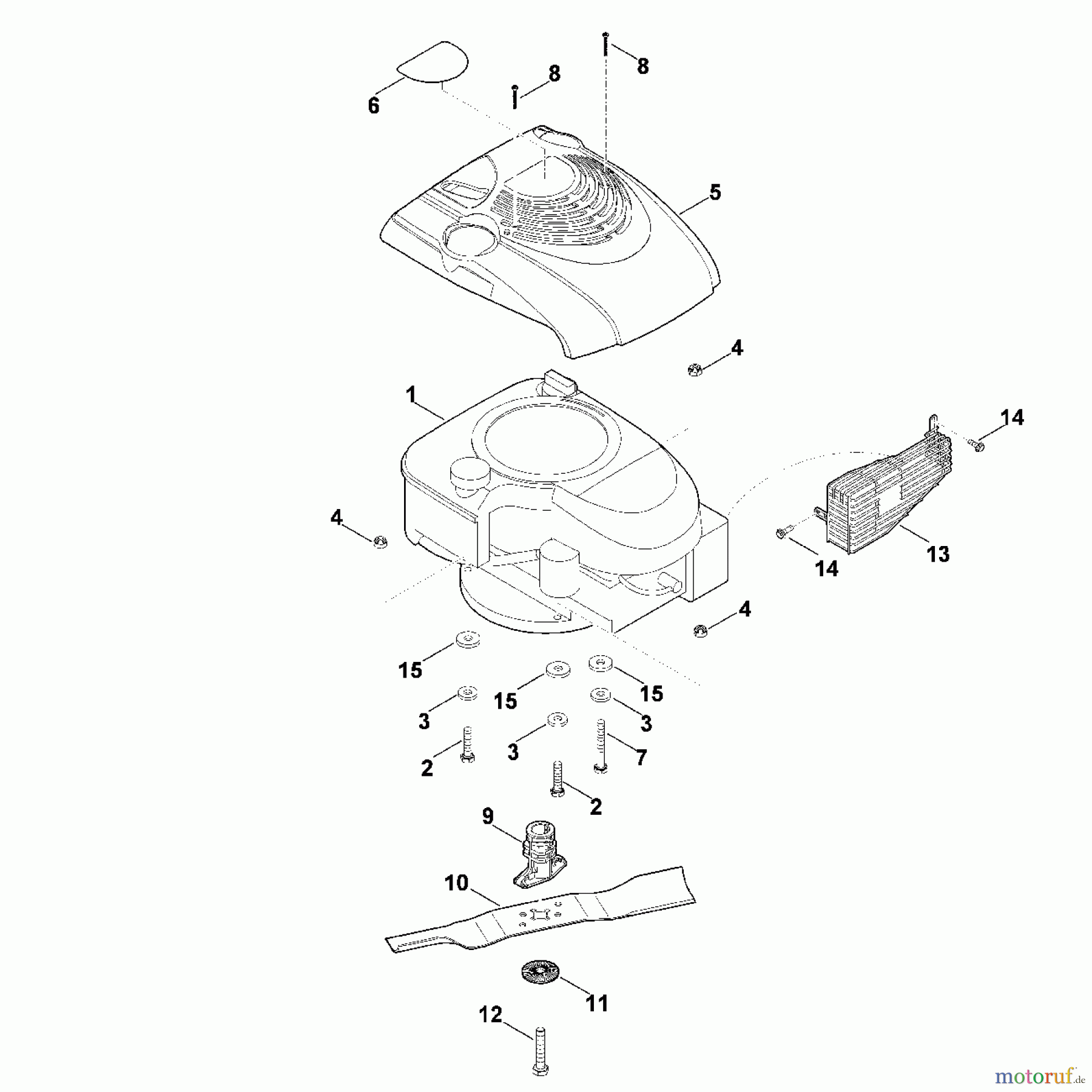 Viking Rasenmäher Benzinrasenmäher MB 443.0 C D - Motor, Messer