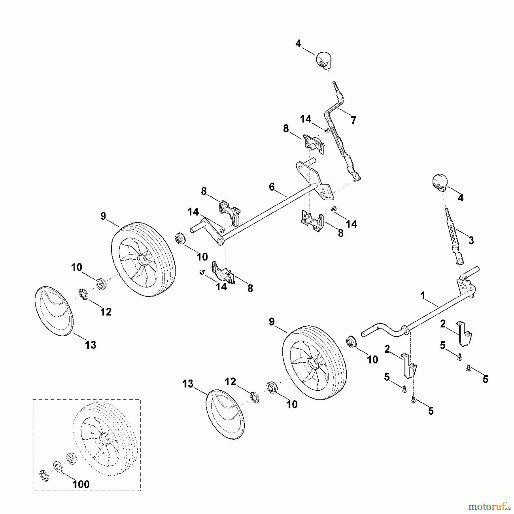  Viking Rasenmäher Benzinrasenmäher MB 443.0 X C - Fahrwerk