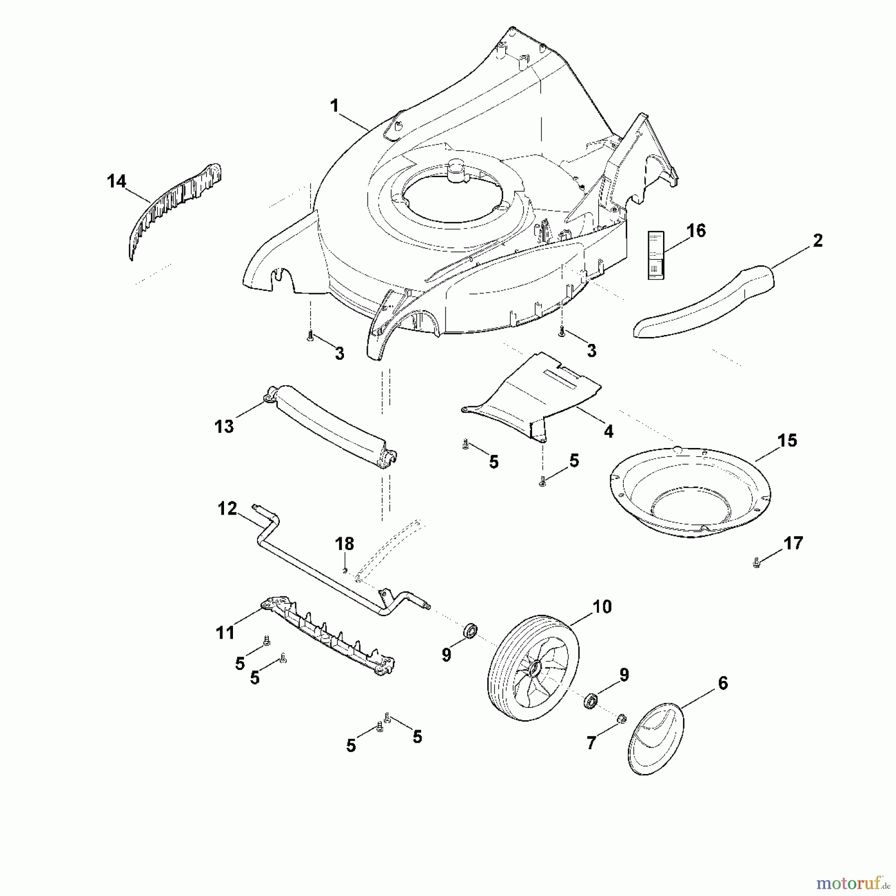 Viking Rasenmäher Benzinrasenmäher MB 655.1 G D - Gehäuse, Vorderachse