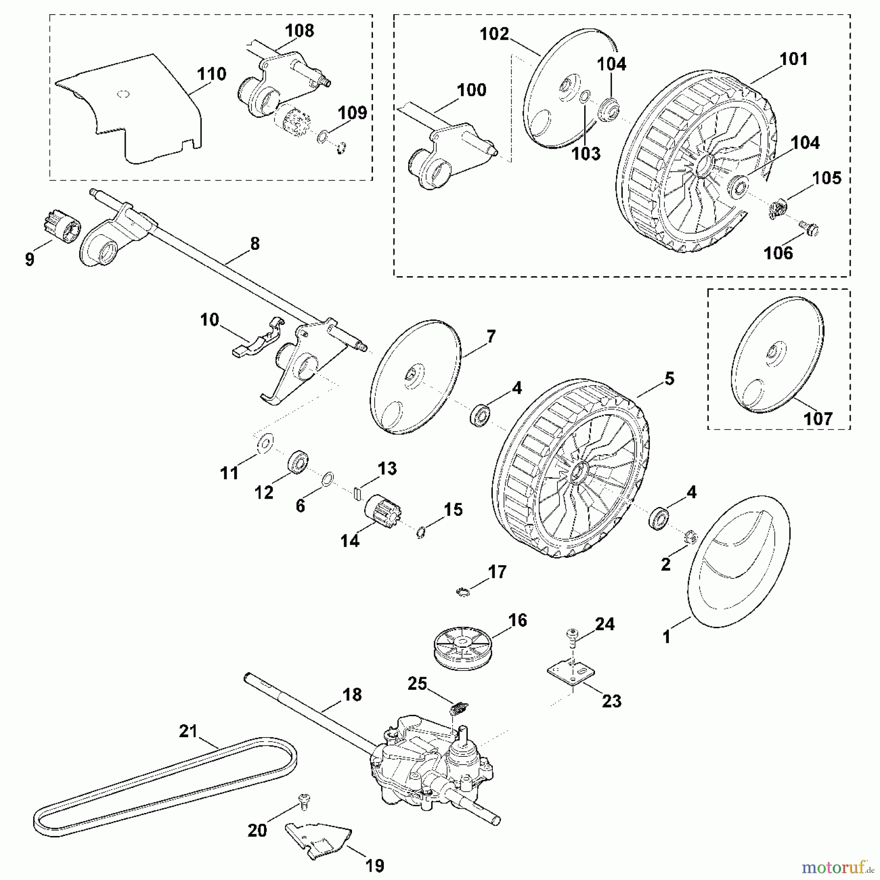 Viking Rasenmäher Benzinrasenmäher MB 655.1 G E - Hinterachse, Antrieb