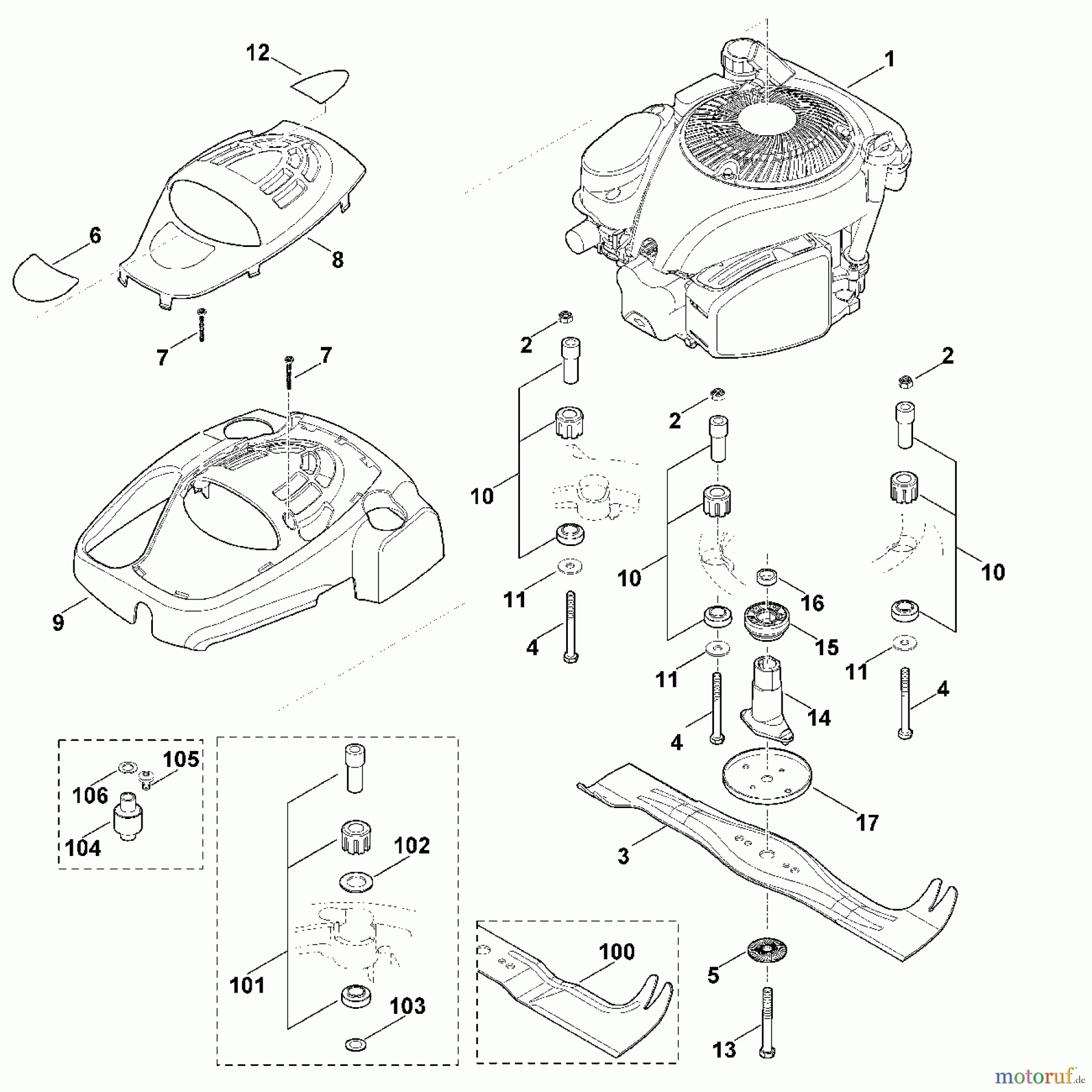 Viking Rasenmäher Benzinrasenmäher MB 655.1 V F - Motor, Messer