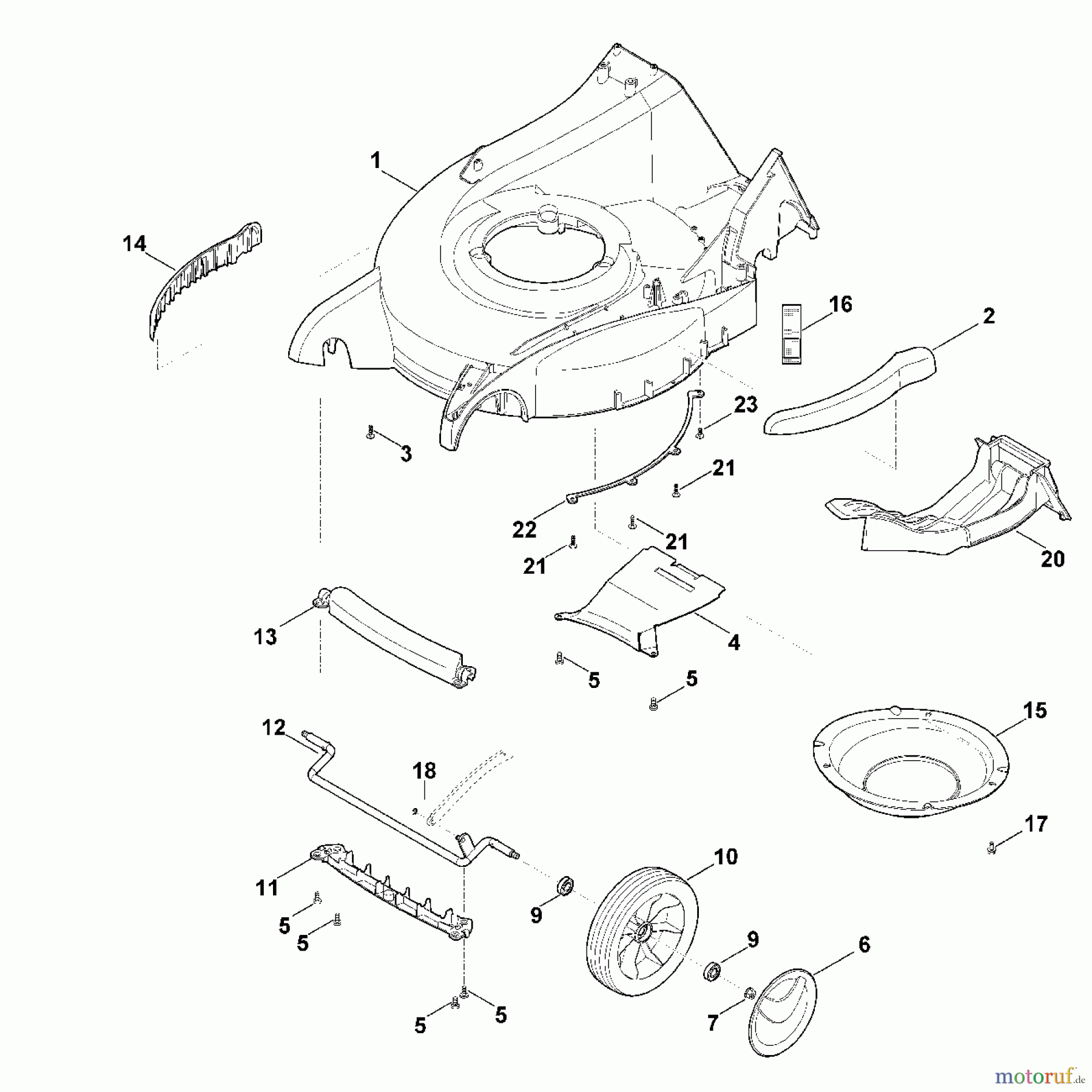 Viking Rasenmäher Benzinrasenmäher MB 655.1 VM D - Gehäuse, Vorderachse