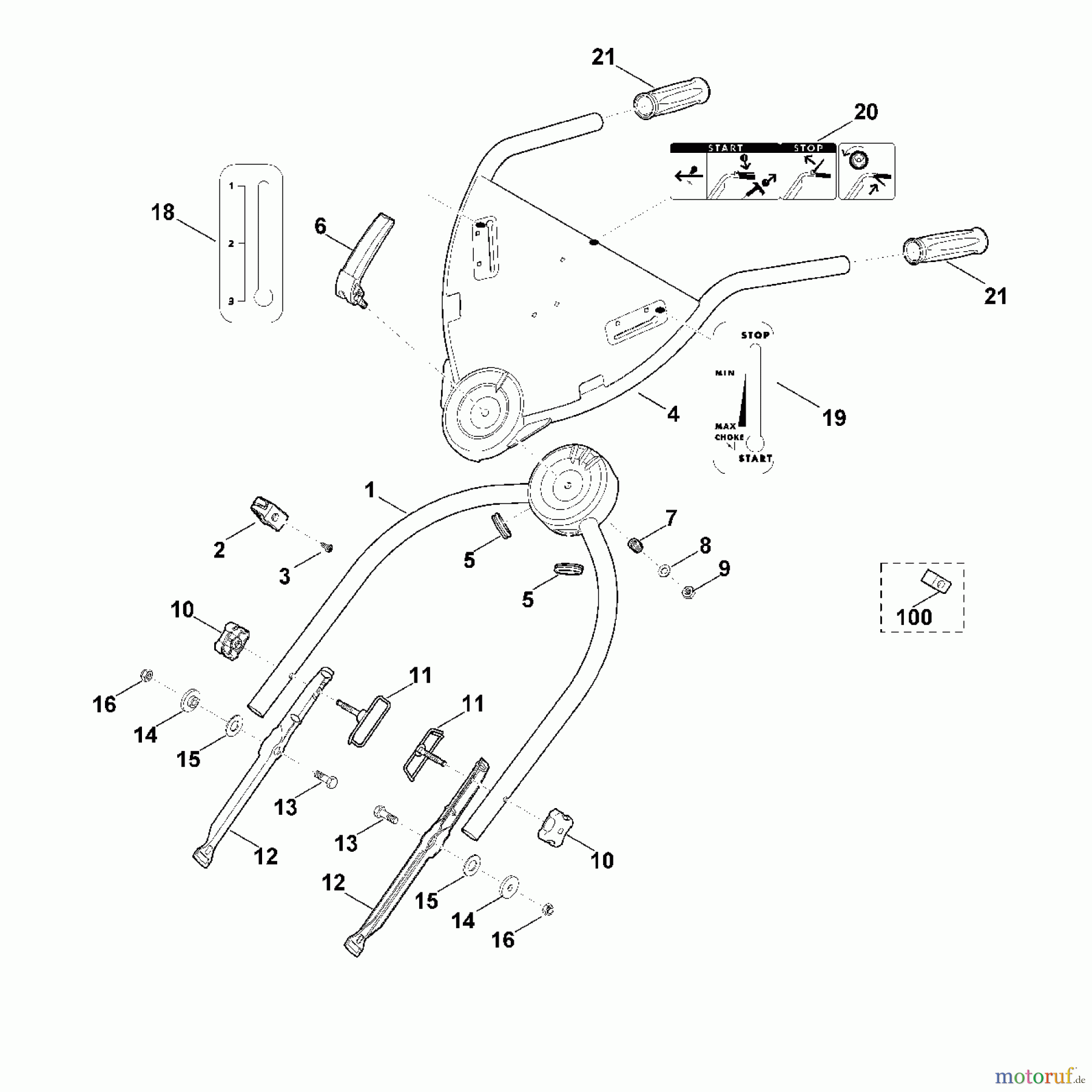 Viking Rasenmäher Benzinrasenmäher MB 750.1 GK B - Lenker Unterteil