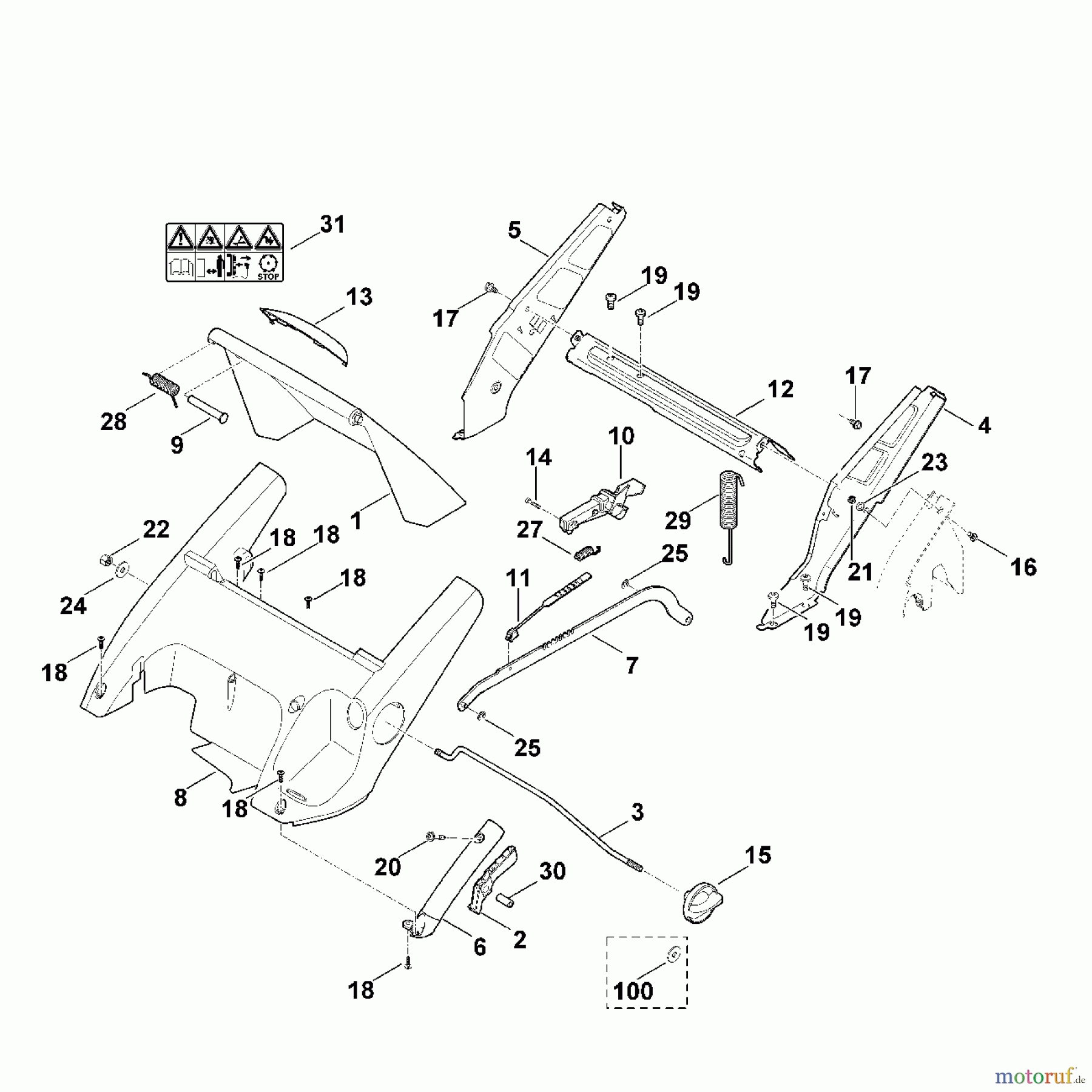 Viking Rasenmäher Benzinrasenmäher MB 545.0 VR C - Rahmen, Höhenverstellung