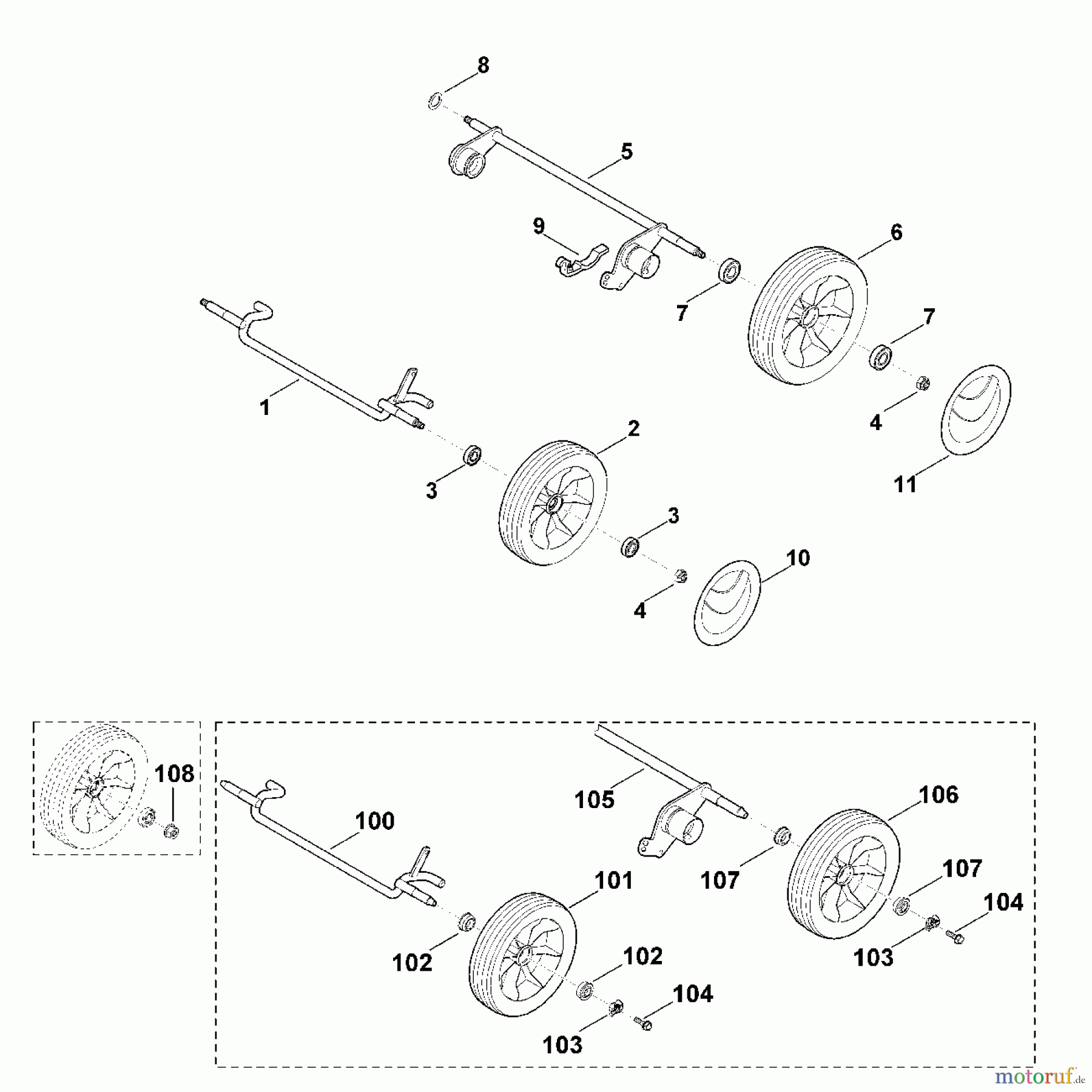 Viking Rasenmäher Benzinrasenmäher MB 545.0 E - Fahrwerk