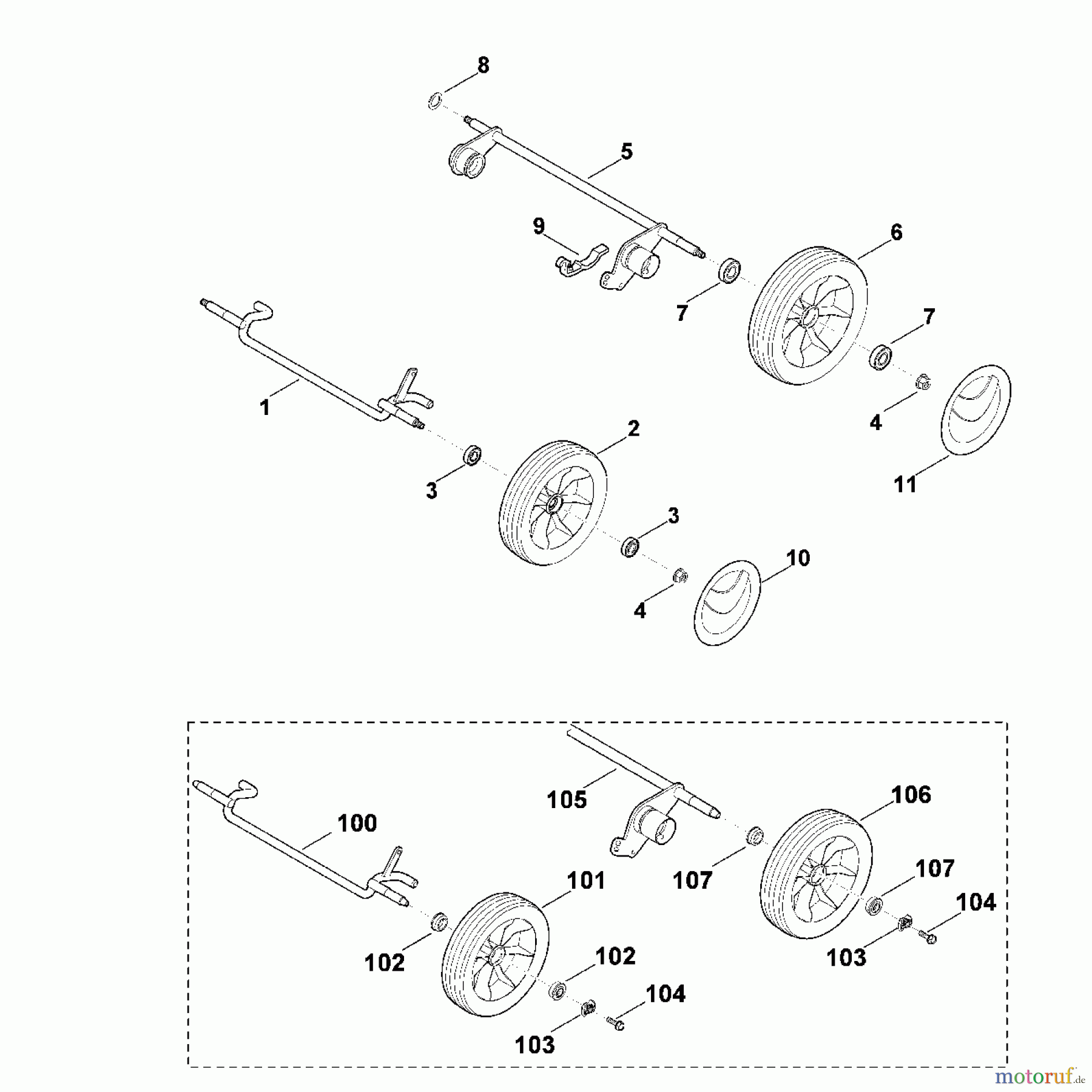 Viking Rasenmäher Elektrorasenmäher ME 545.0 E - Fahrwerk