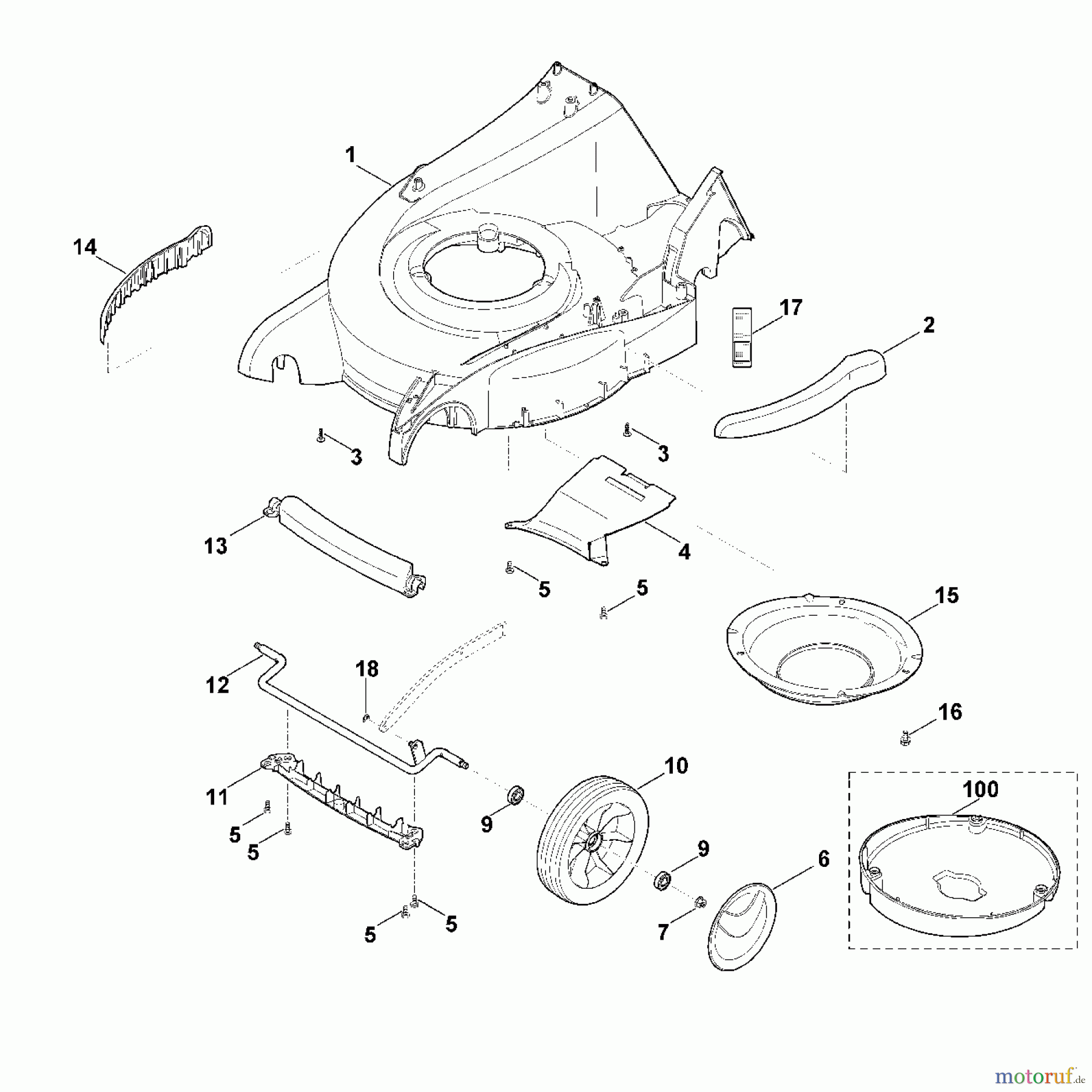 Viking Rasenmäher Benzinrasenmäher MB 650.0 VR D - Gehäuse, Vorderachse