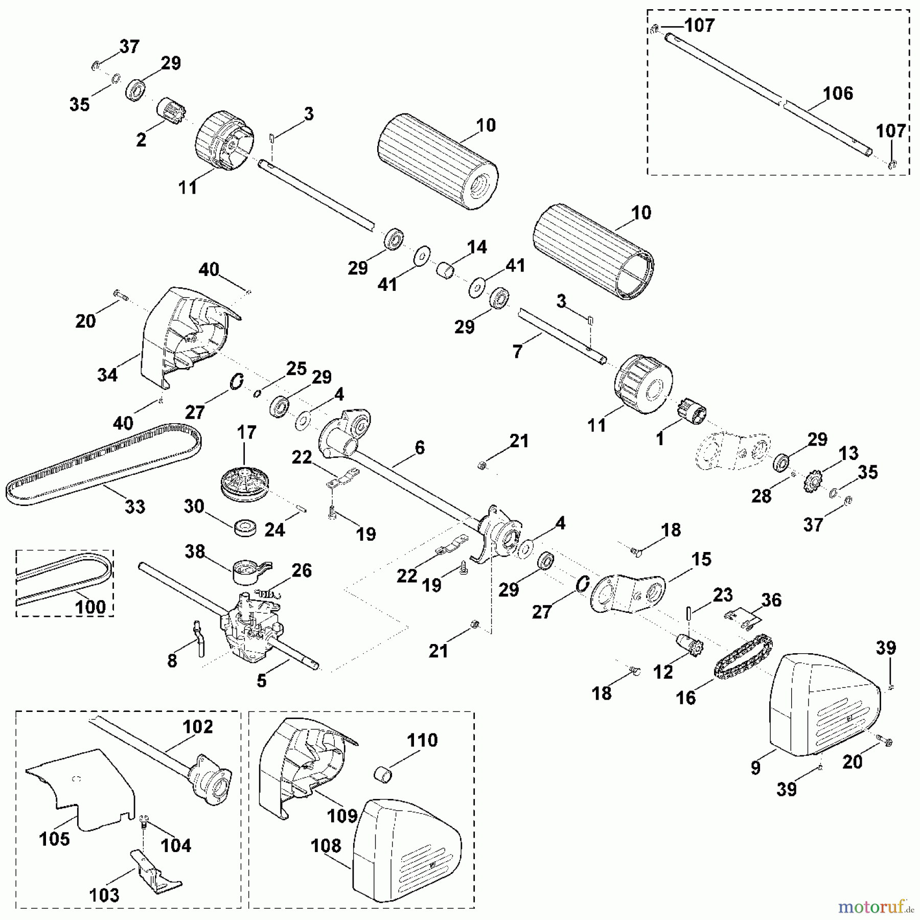 Viking Rasenmäher Benzinrasenmäher MB 650.0 VR E - Hinterachse, Antrieb