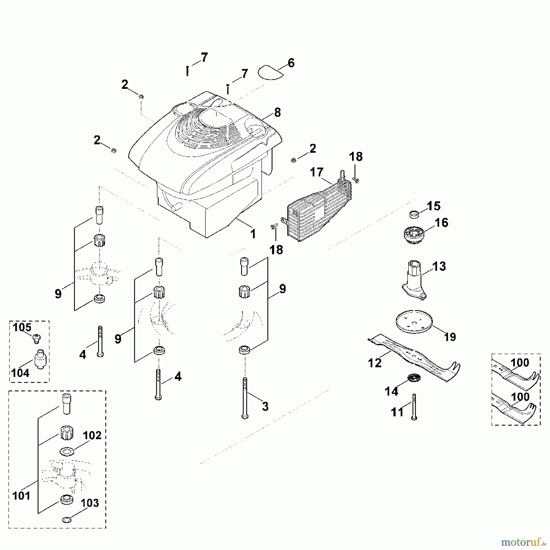 Viking Rasenmäher Benzinrasenmäher MB 650.0 VR F - Motor, Messer