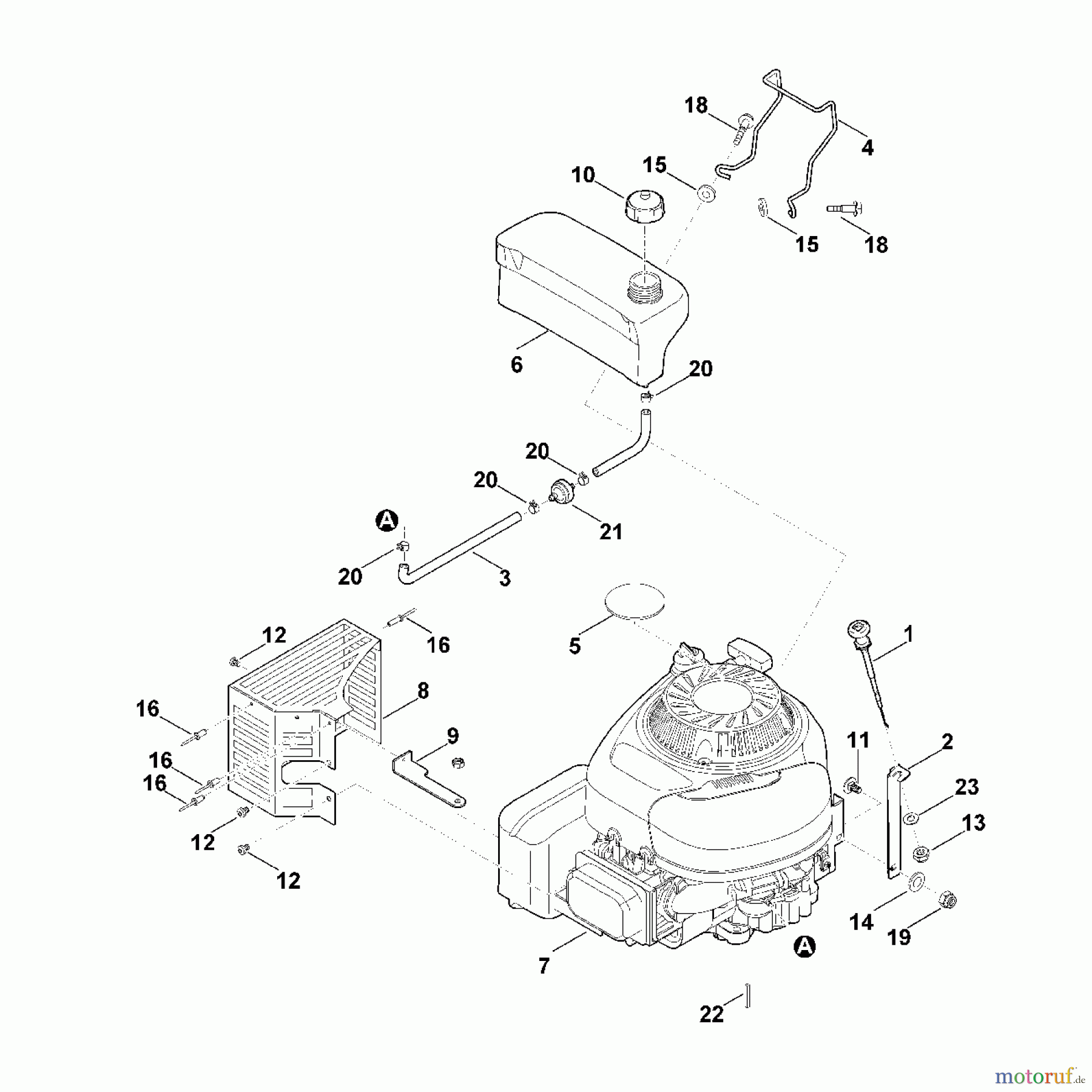 Viking Häcksler Benzin GB 460 C C - Motor, Tank