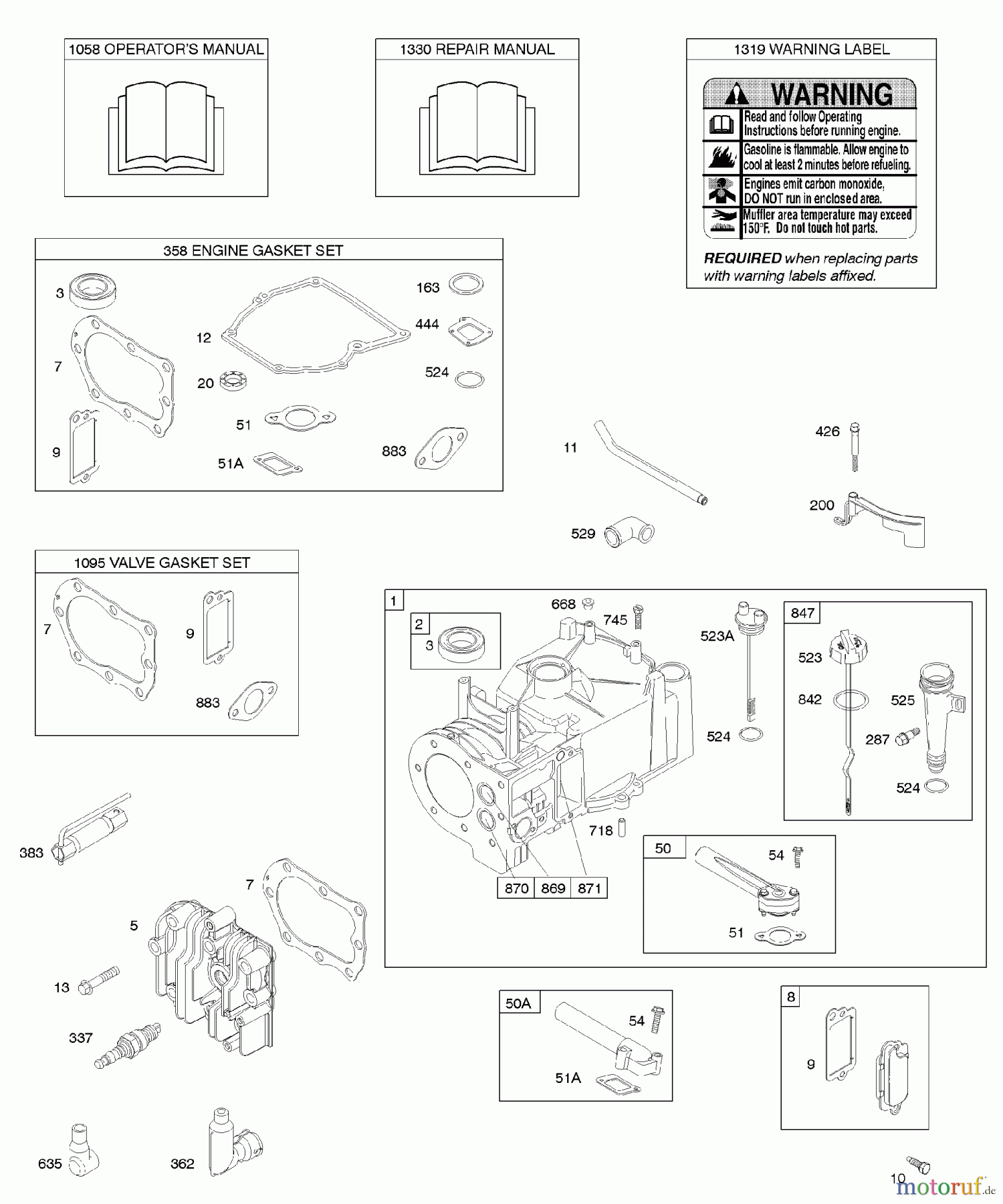 Viking Motoren B & S 09. . . 09D902-2236-B1 F - Zylinder, Zylinderkopf, Dichtungssatz - Mo