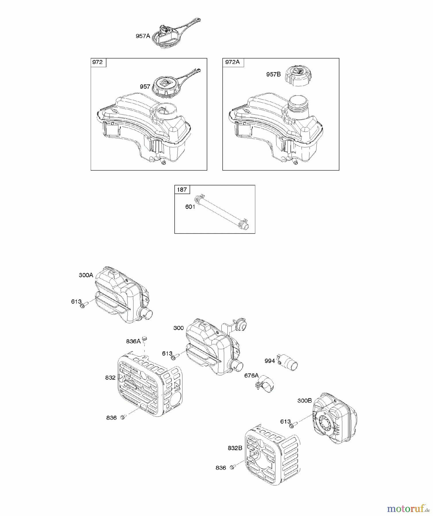 Viking Motoren B & S 09. . . 09P702-0054-H1 F - Auslasssystem, Kraftstoffversorgung