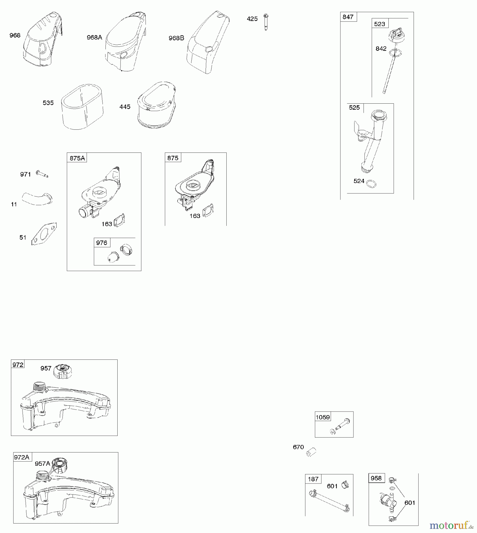 Viking Motoren B & S 10. . . 100602-0131-B1 A - Luftfilter, Kraftstoffversorgung, Schmieru