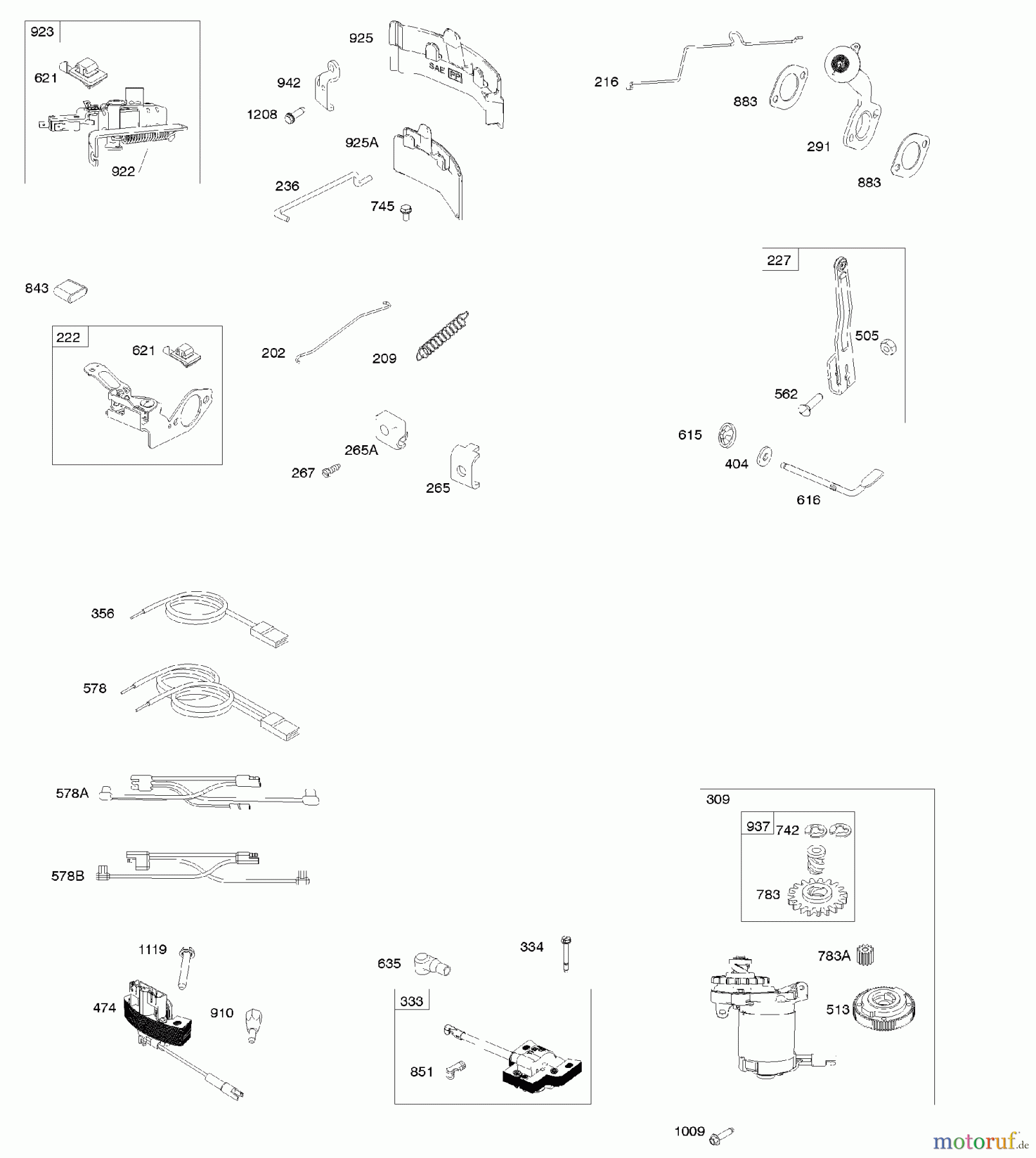  Viking Motoren B & S 10. . . 100602-0131-B1 B - Generator, Bremse, Bedienelemente, Reglerf