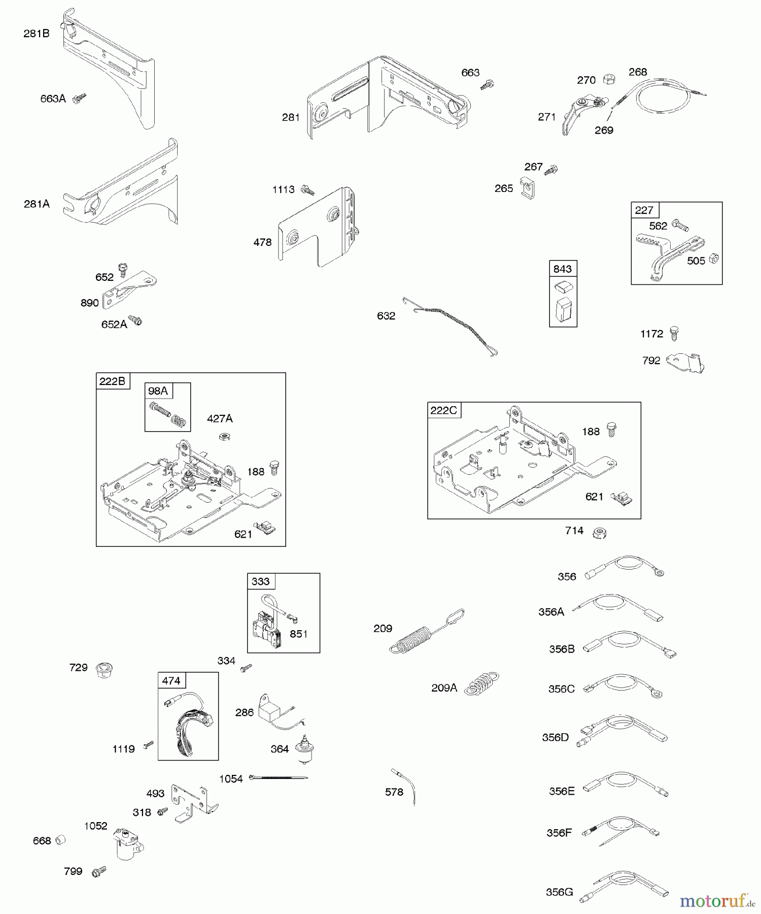 Viking Motoren B & S 11. . . 110412-0153-E1 H - Bedientafeln, Bedienelemente, Federn, Gene