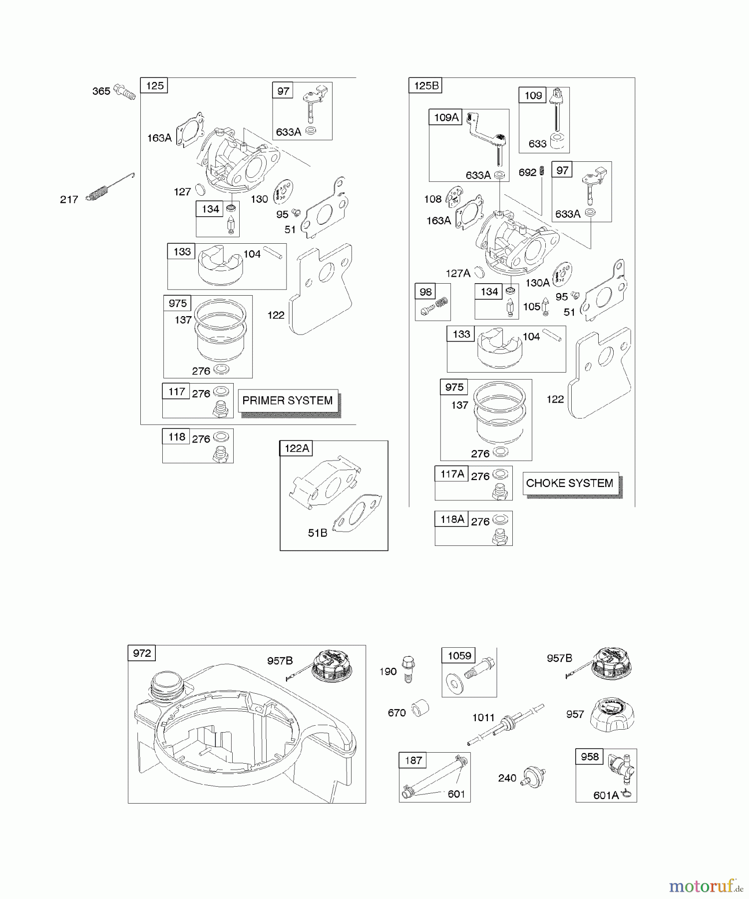 Viking Motoren B & S 12. . . 122602-0194-E1 D - Vergaser, Kraftstoffversorgung