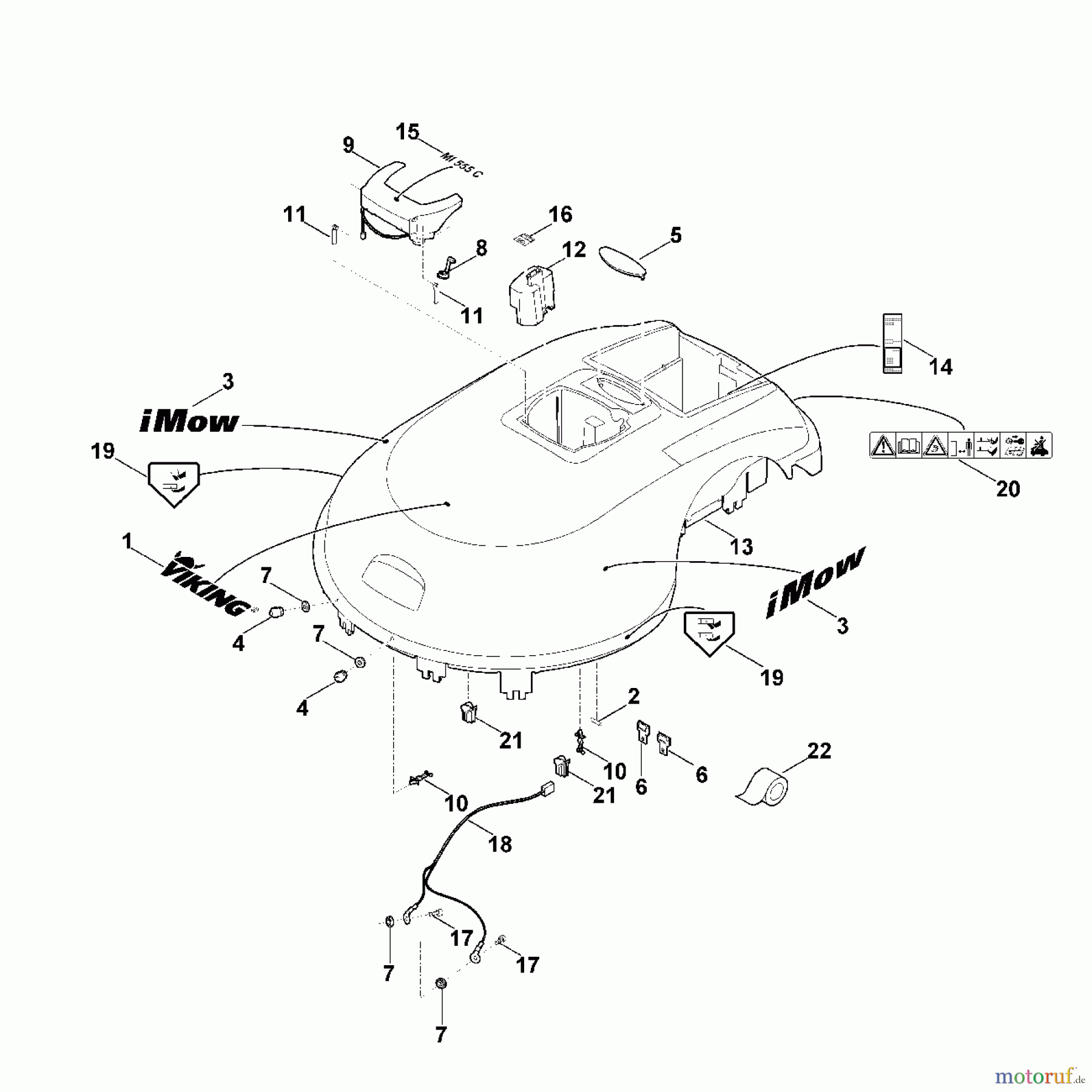 Viking Rasenmäher Akkurasenmäher MI 555 C A - Gehäuseoberteil
