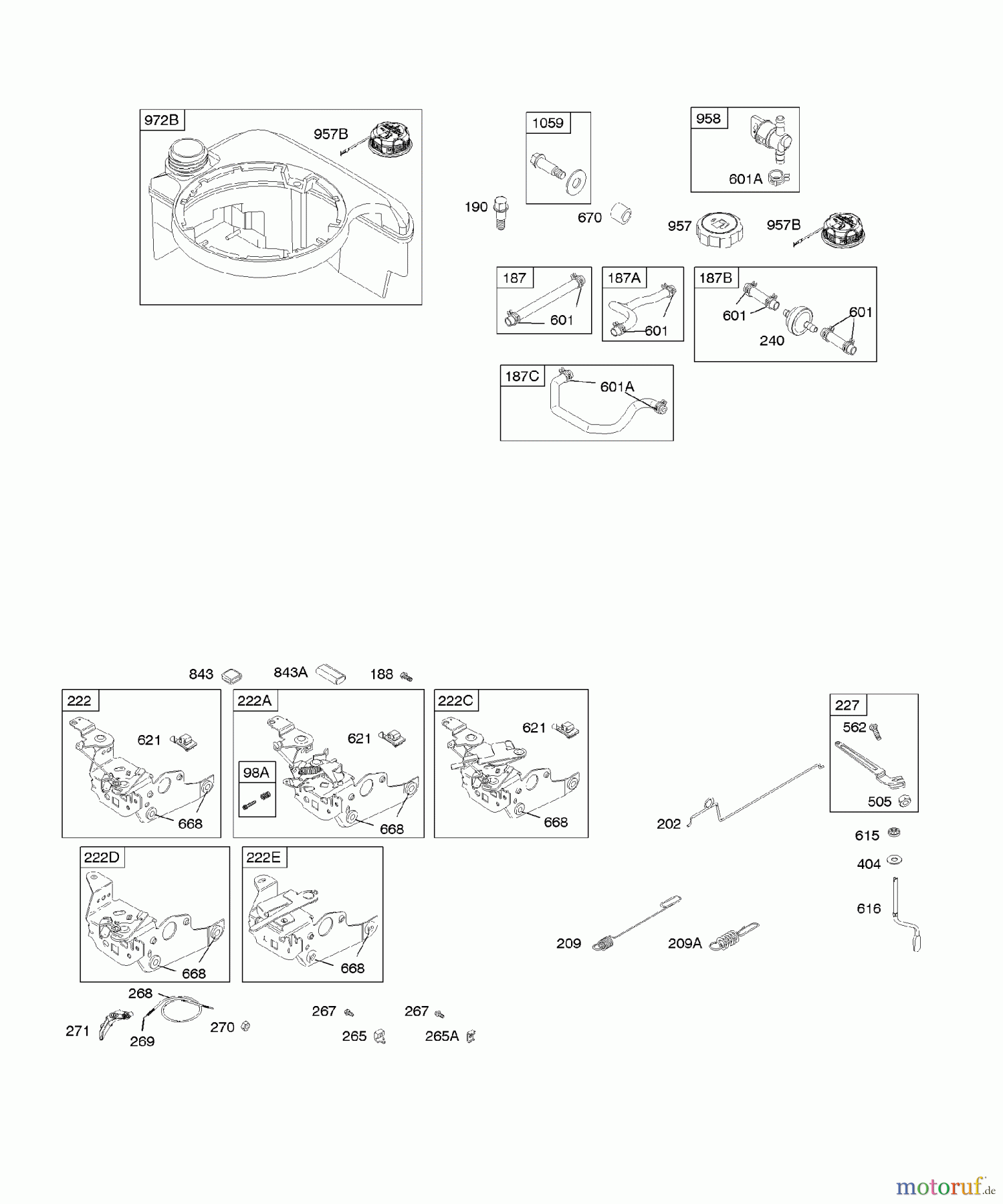  Viking Motoren B & S 12. . . 12F802-1318-81 F - Bedienelemente, Kraftstoffversorgung, Regl