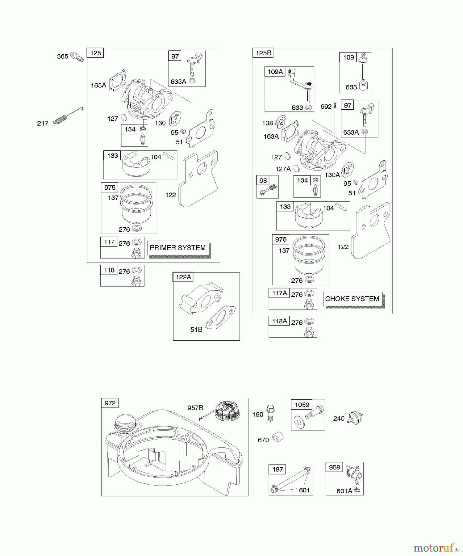  Viking Motoren B & S 12. . . 12Q502-0194-B1 D - Vergaser, Kraftstoffversorgung