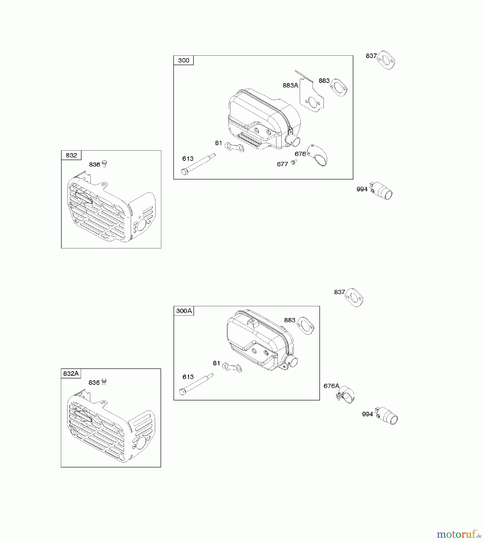 Viking Motoren B & S 12. . . 12Q902-0169-B1 H - Auslasssystem