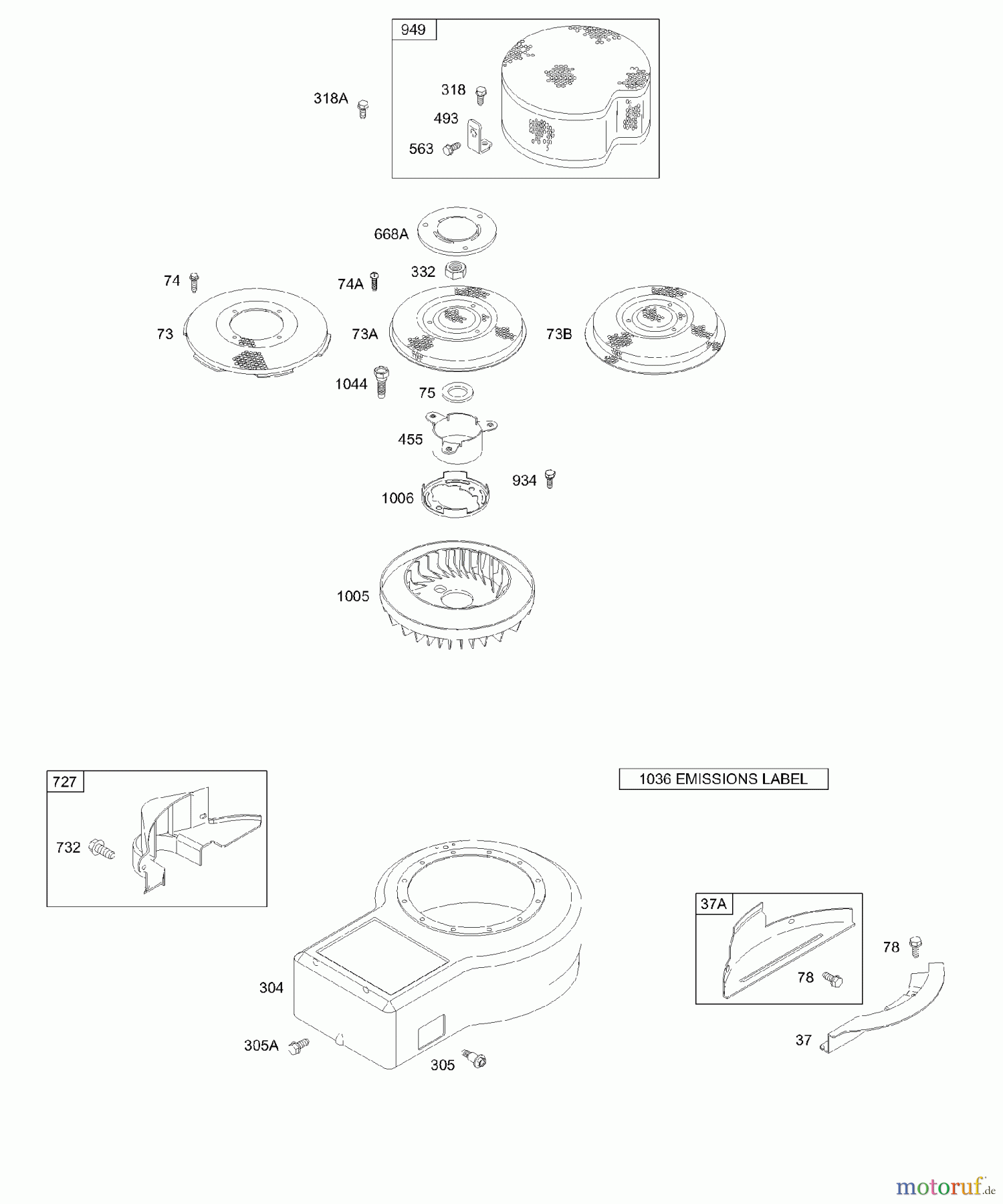 Viking Motoren B & S 28. . . 28M707-1183-E1 C - Lüftergehäuse, Schwungradlüfter, rotierend
