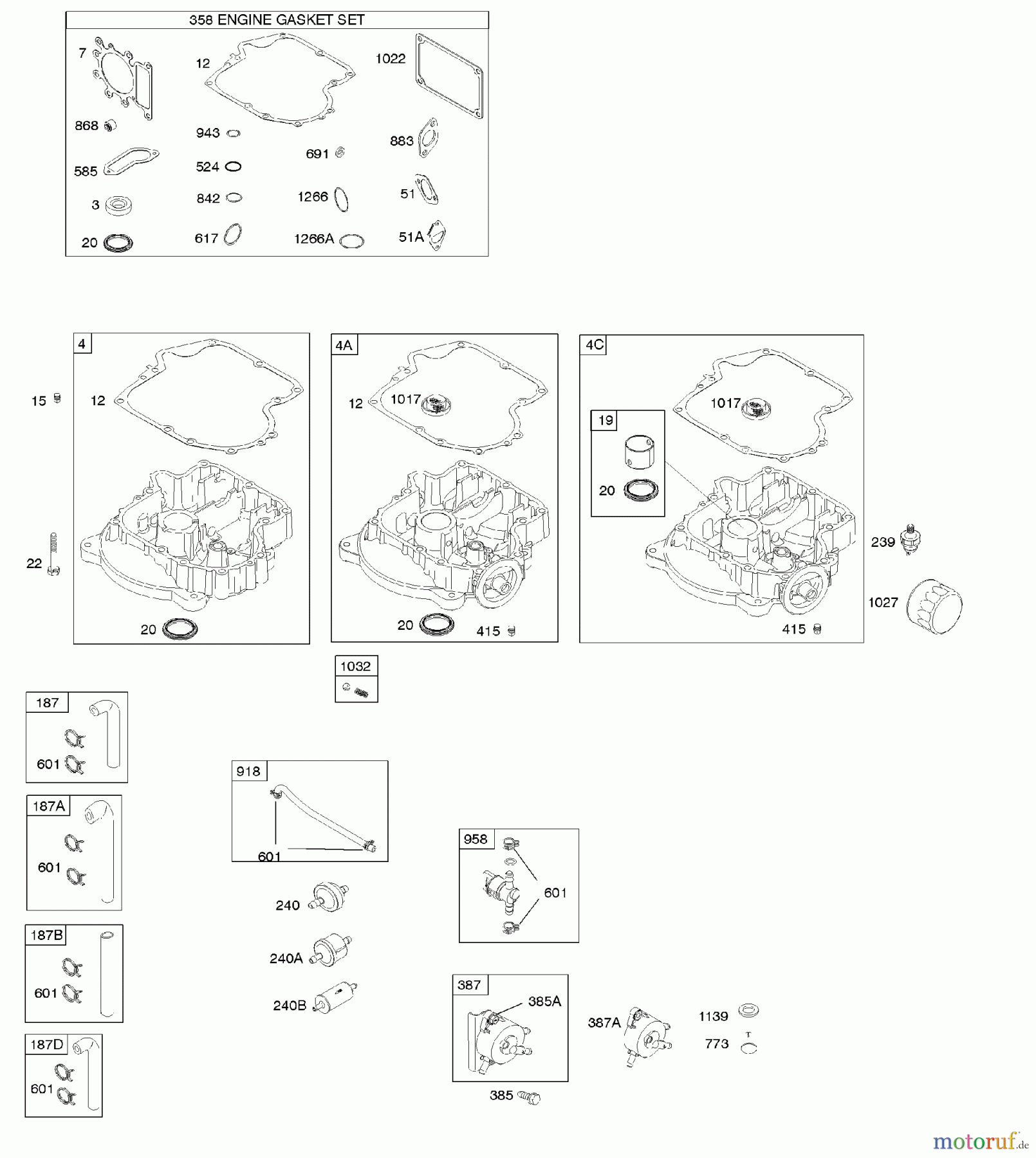 Viking Motoren B & S 31. . . 31G777-0300-B1 F - Motorsumpf, Kraftstoffversorgung, Dichtung