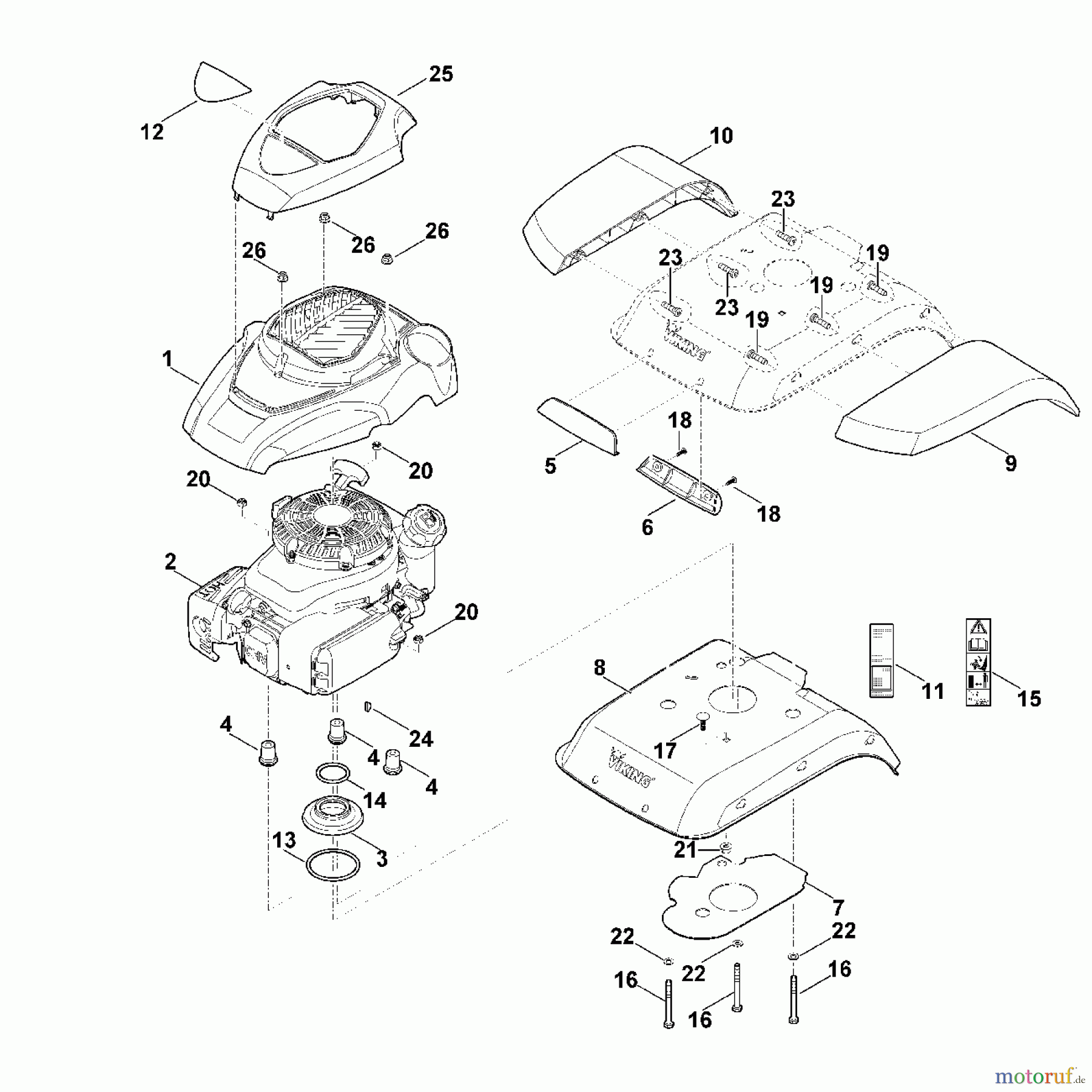  Viking Motorgartengeräte Motorhacken HB 585.0 C - Abdeckung, Motor