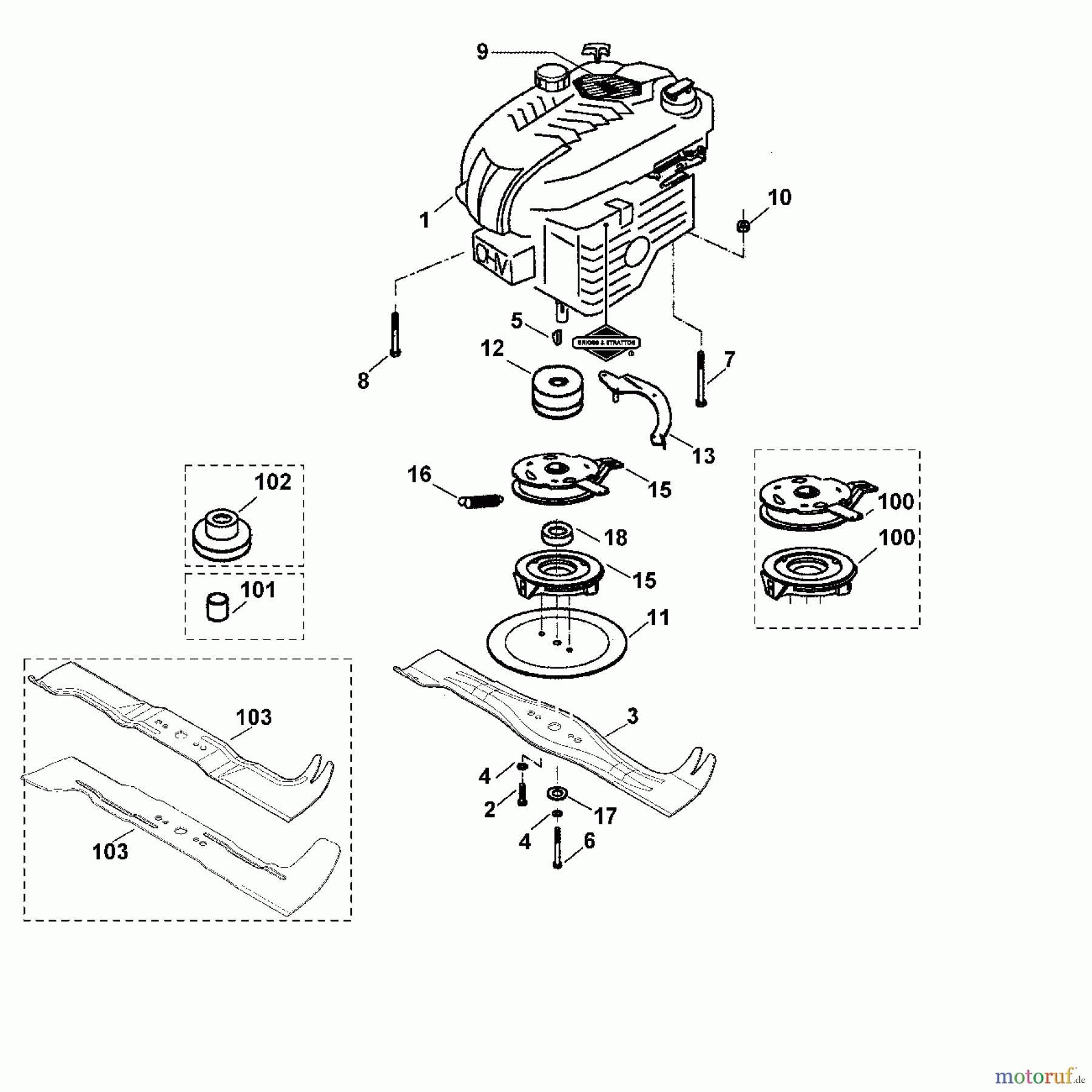 Viking Rasenmäher Benzinrasenmäher MB 555 S, MB 555 C E - Motor, Messer