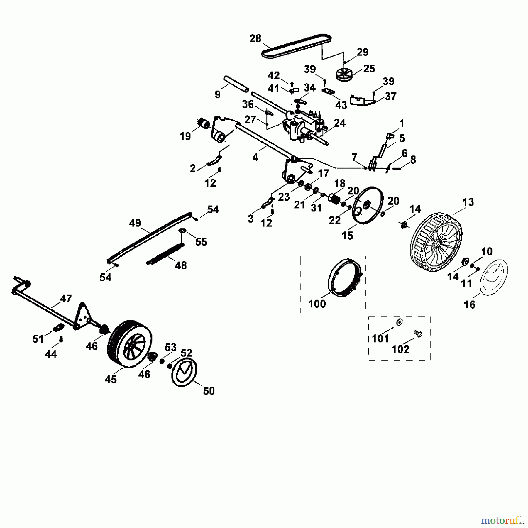 Viking Rasenmäher Benzinrasenmäher MB 555 MQ C - Fahrwerk