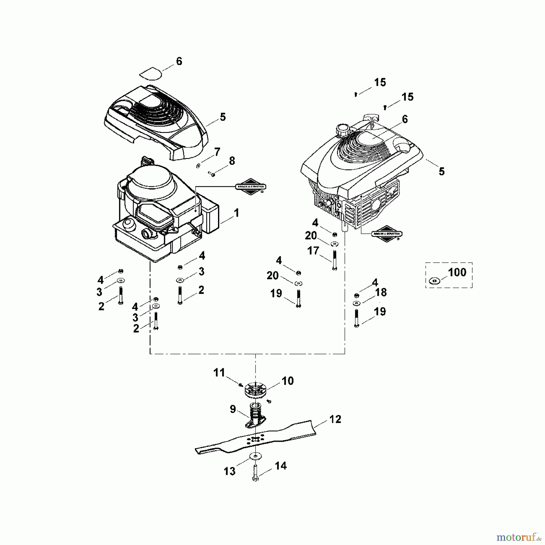 Viking Rasenmäher Benzinrasenmäher MB 415, MB 465, MB 465 C D - Motor, Messer
