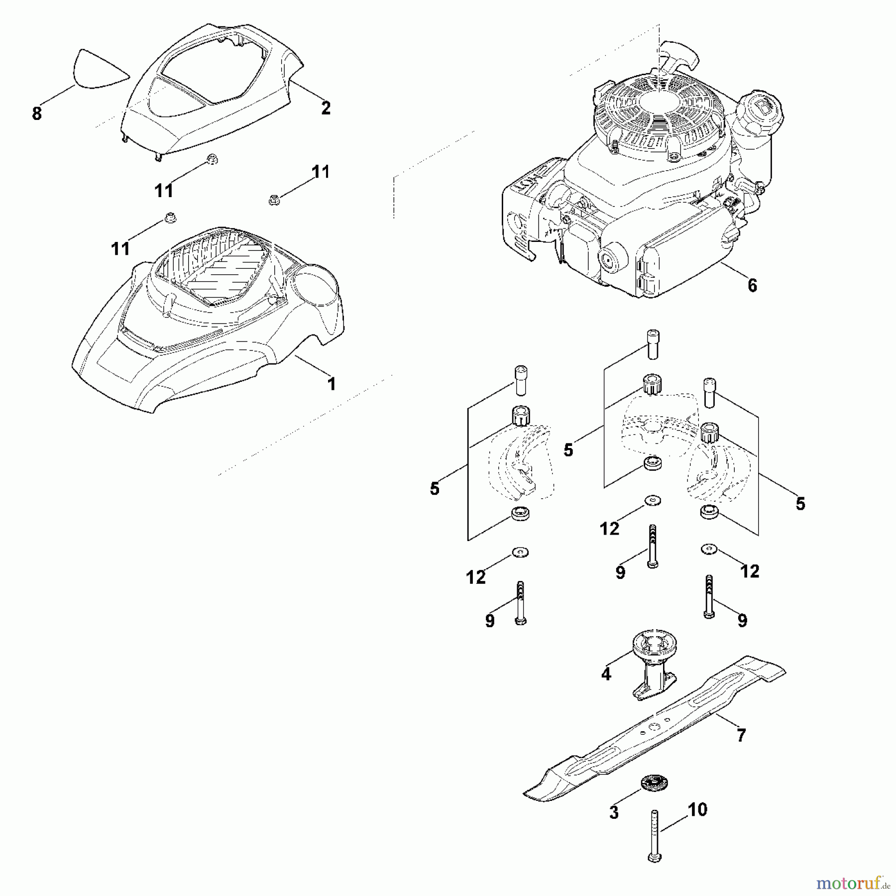 Viking Rasenmäher Benzinrasenmäher MB 4.0 R D - Motor, Messer
