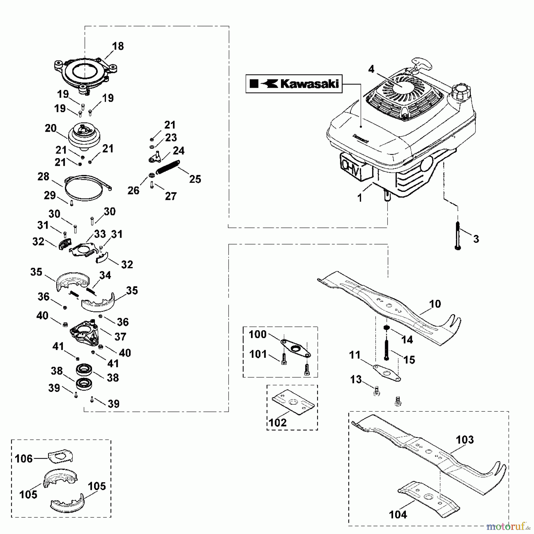 Viking Rasenmäher Benzinrasenmäher MB 555 KS E - Motor, Messer