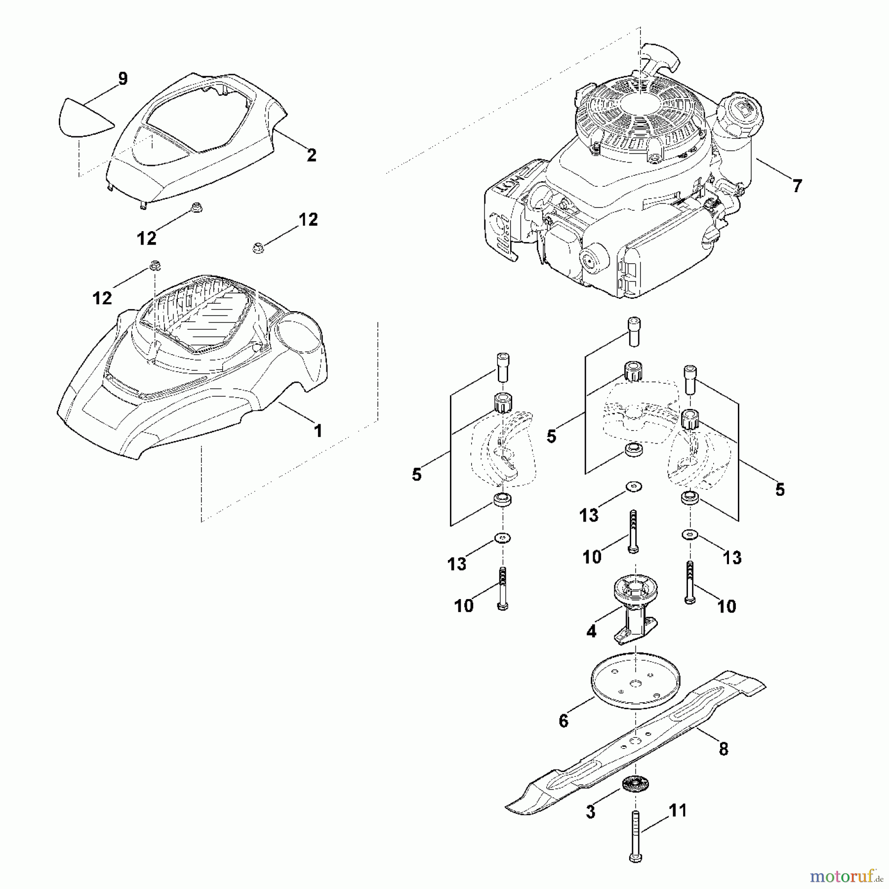 Viking Rasenmäher Benzinrasenmäher MB 4.0 RTP E - Motor, Messer