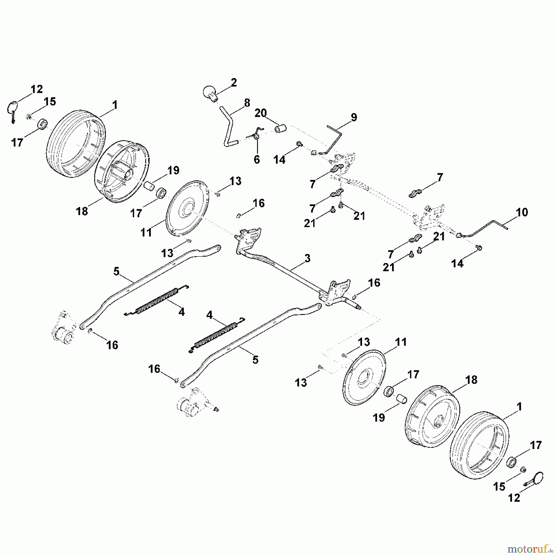 Viking Rasenmäher Benzinrasenmäher MB 4.0 RTP D - Hinterachse, Höhenverstellung
