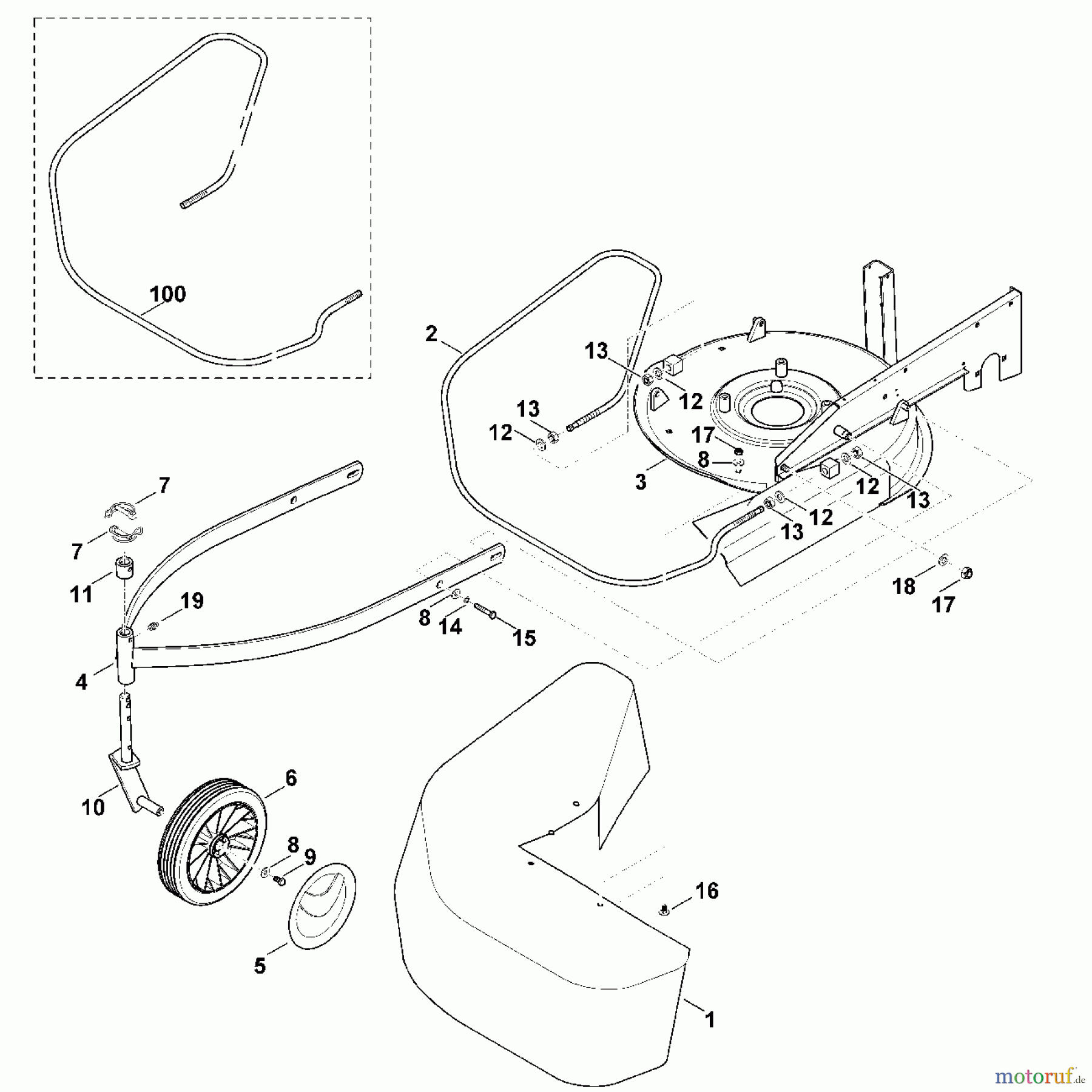 Viking Rasenmäher Benzinrasenmäher MB 6 RH C - Gehäuse, Rad vorne