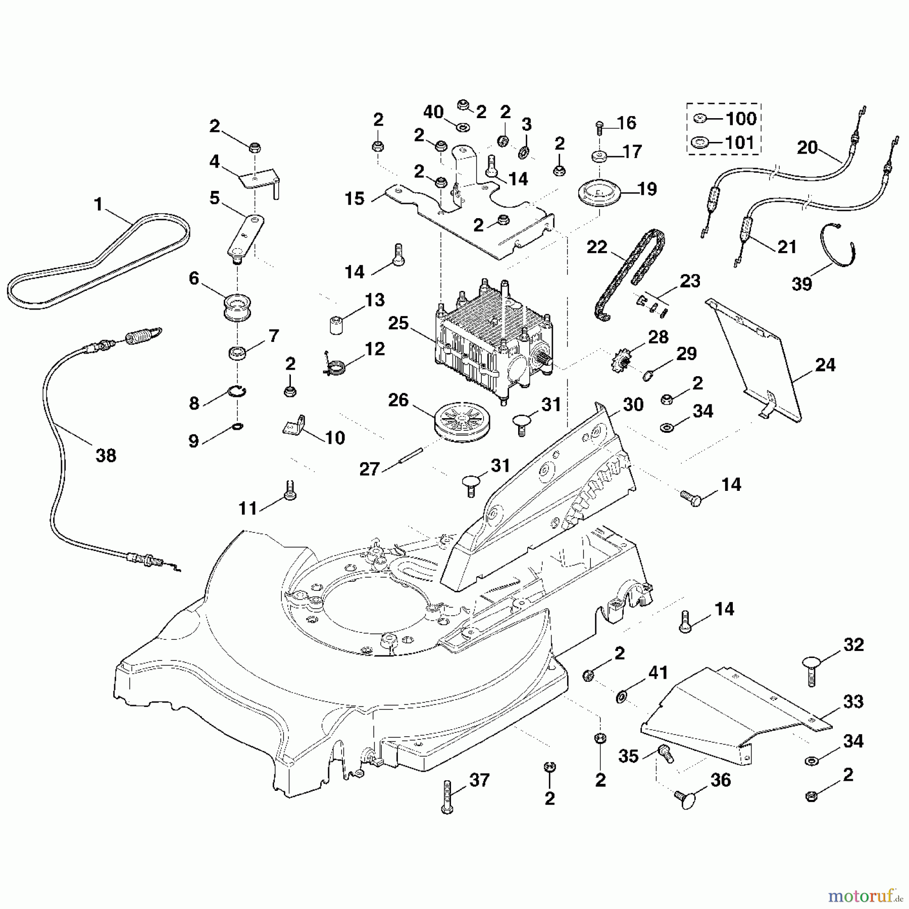 Viking Rasenmäher Benzinrasenmäher MB 858 F - Antrieb