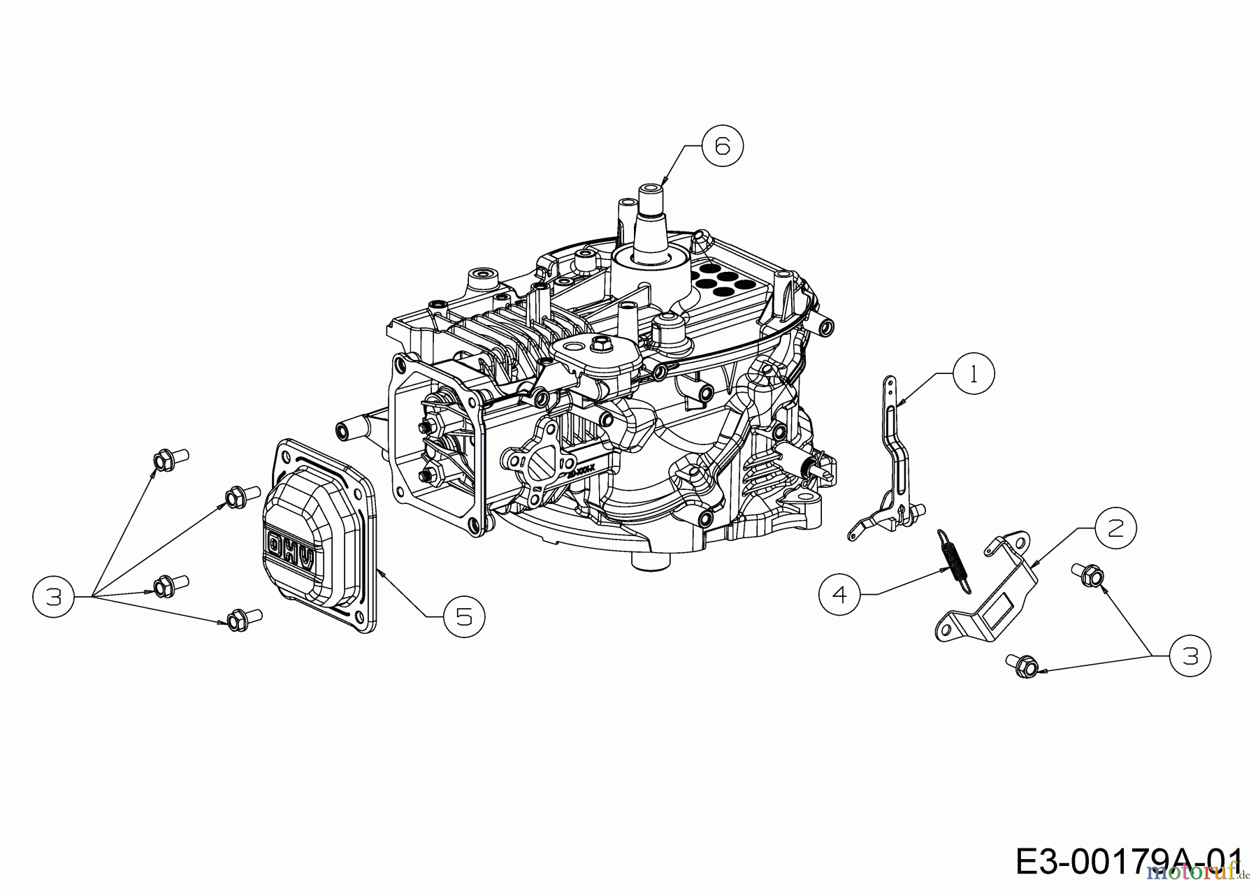 MTD-Motoren Vertikal 1R61NU 752Z1R61NU (2018) Reglerhebel, Shortblock, Zylinderkopfdeckel