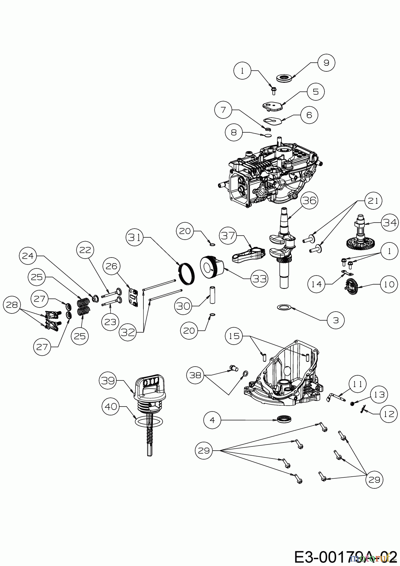 MTD-Motoren Vertikal 1R61NU 752Z1R61NU (2018) Kurbelwelle, Nockenwelle, Pleuel, Regler
