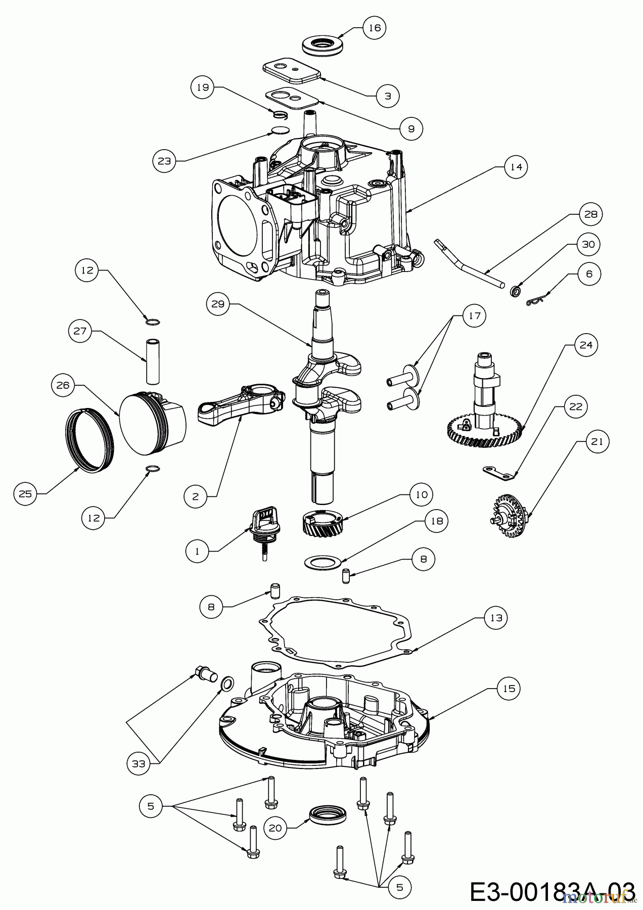 MTD-Motoren Vertikal 1T65NUB 752Z1T65NUB (2018) Kolben, Kurbelwelle, Nockenwelle, Pleuel