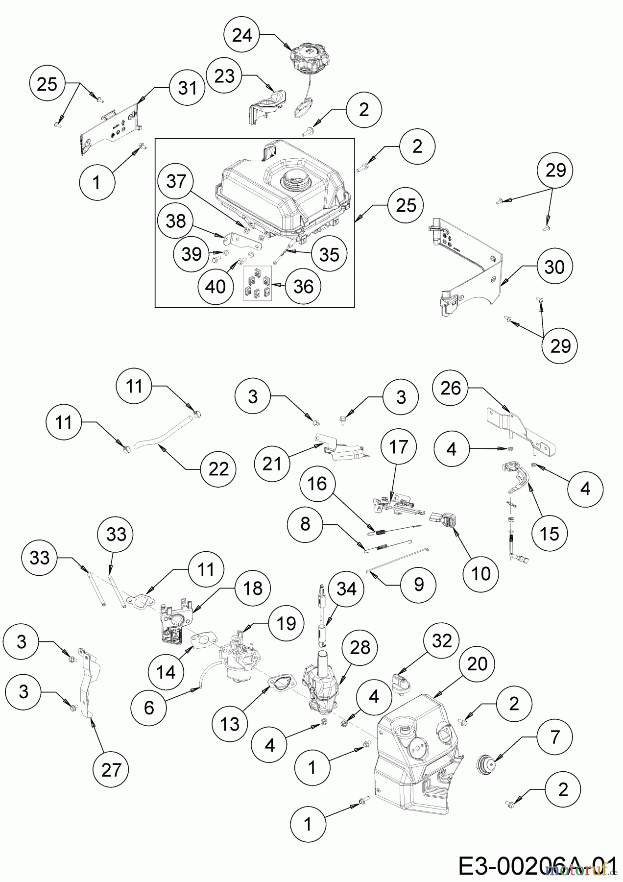 MTD-Motoren Horizontal 165-WH 752Z165-WH (2020) Tank, Vergaser