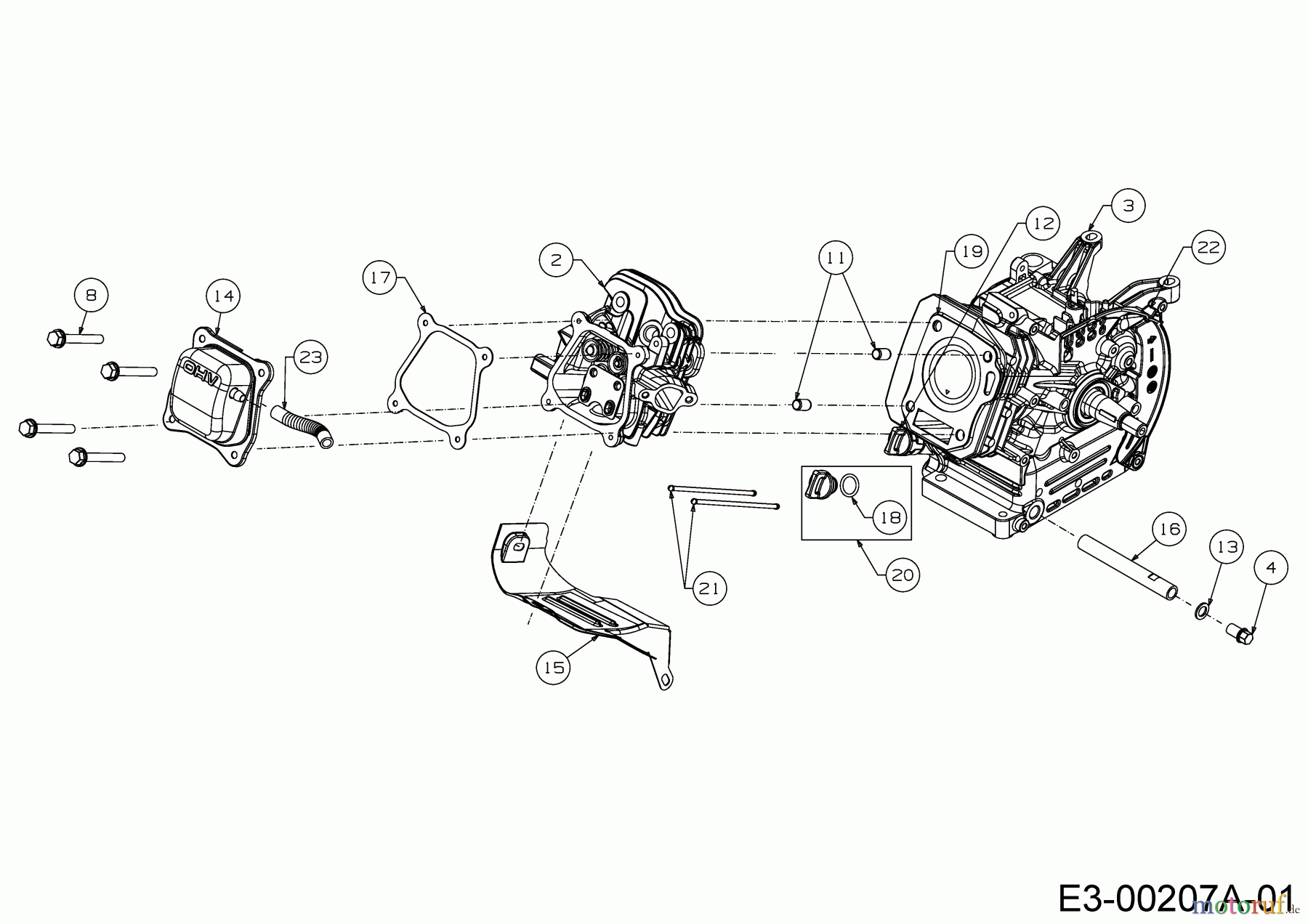 MTD-Motoren Horizontal 165-WH 752Z165-WH (2020) Rumpfmotor, Ventildeckel, Zylinderkopf